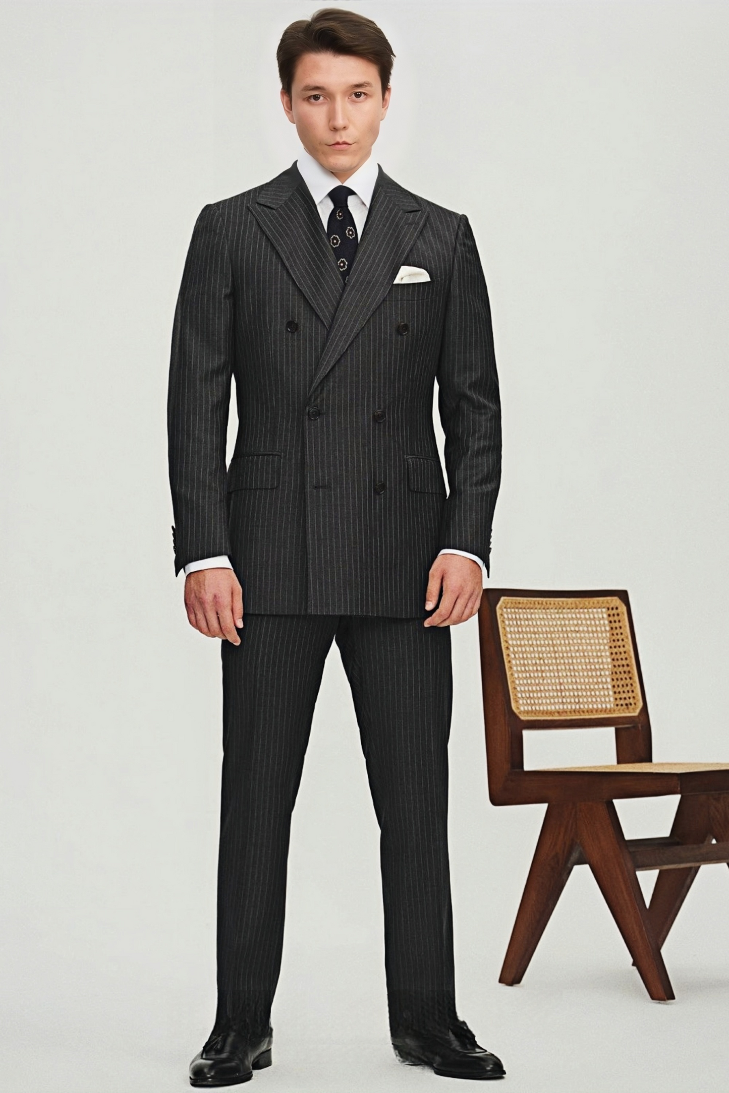 Sebastian gray stripe-pattern suit