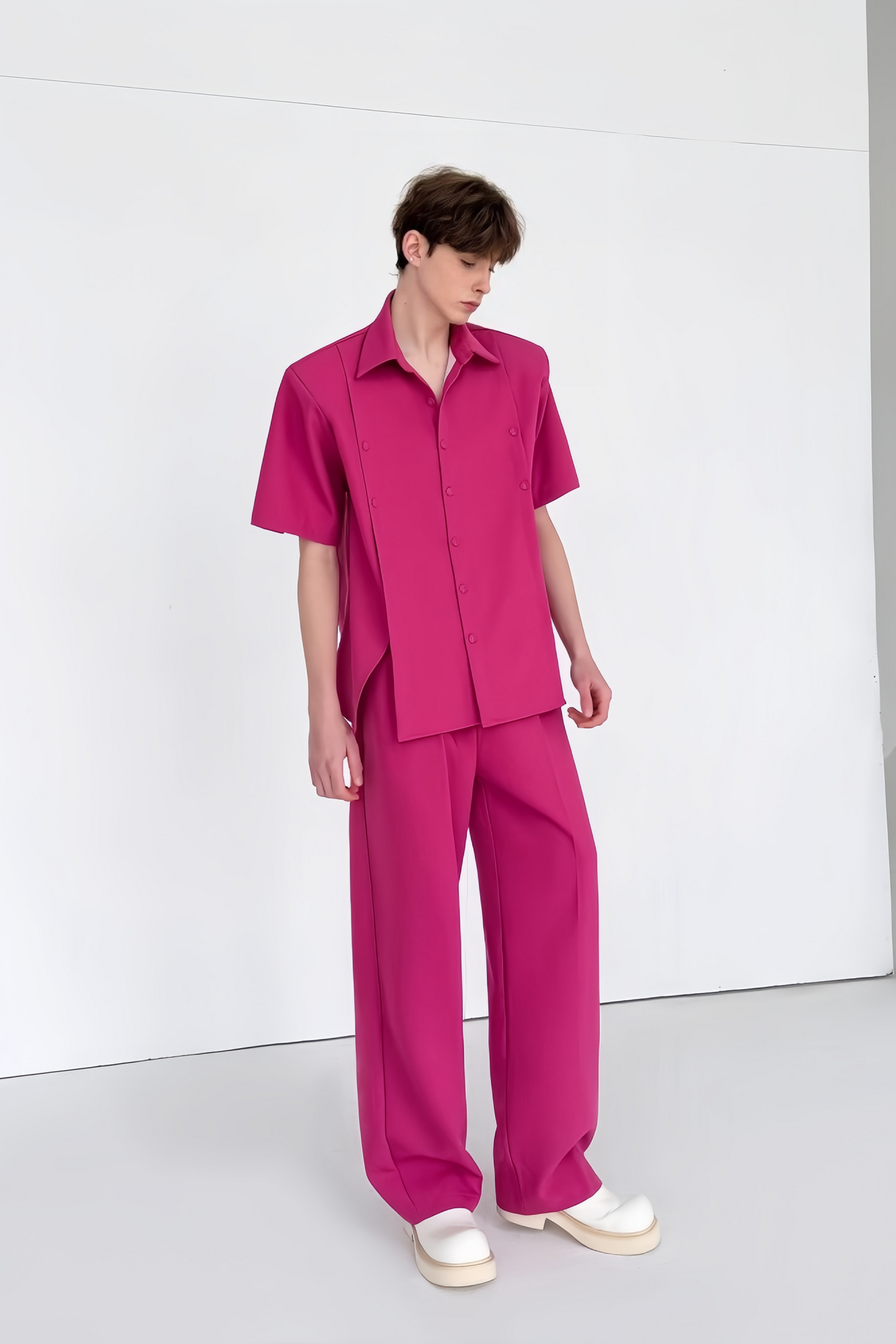Lowie hot pink front slit suit