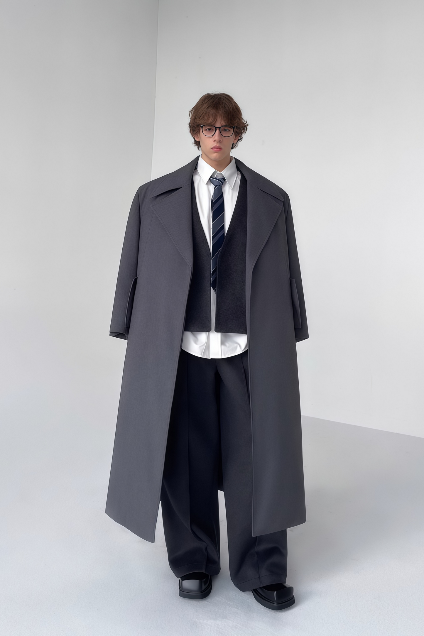 معطف طويل رمادي من Benedict