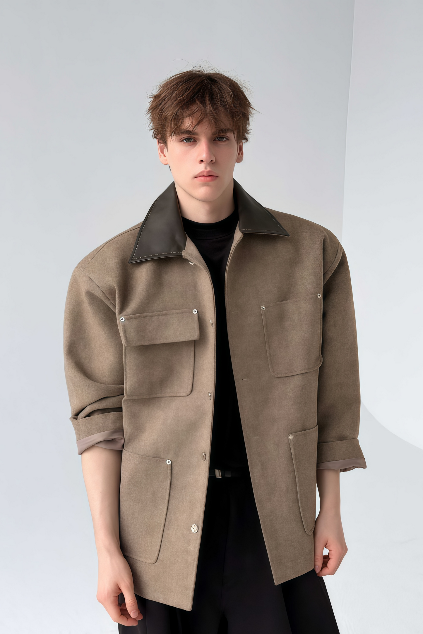 Hugo brown multi-pocket patchwork jacket