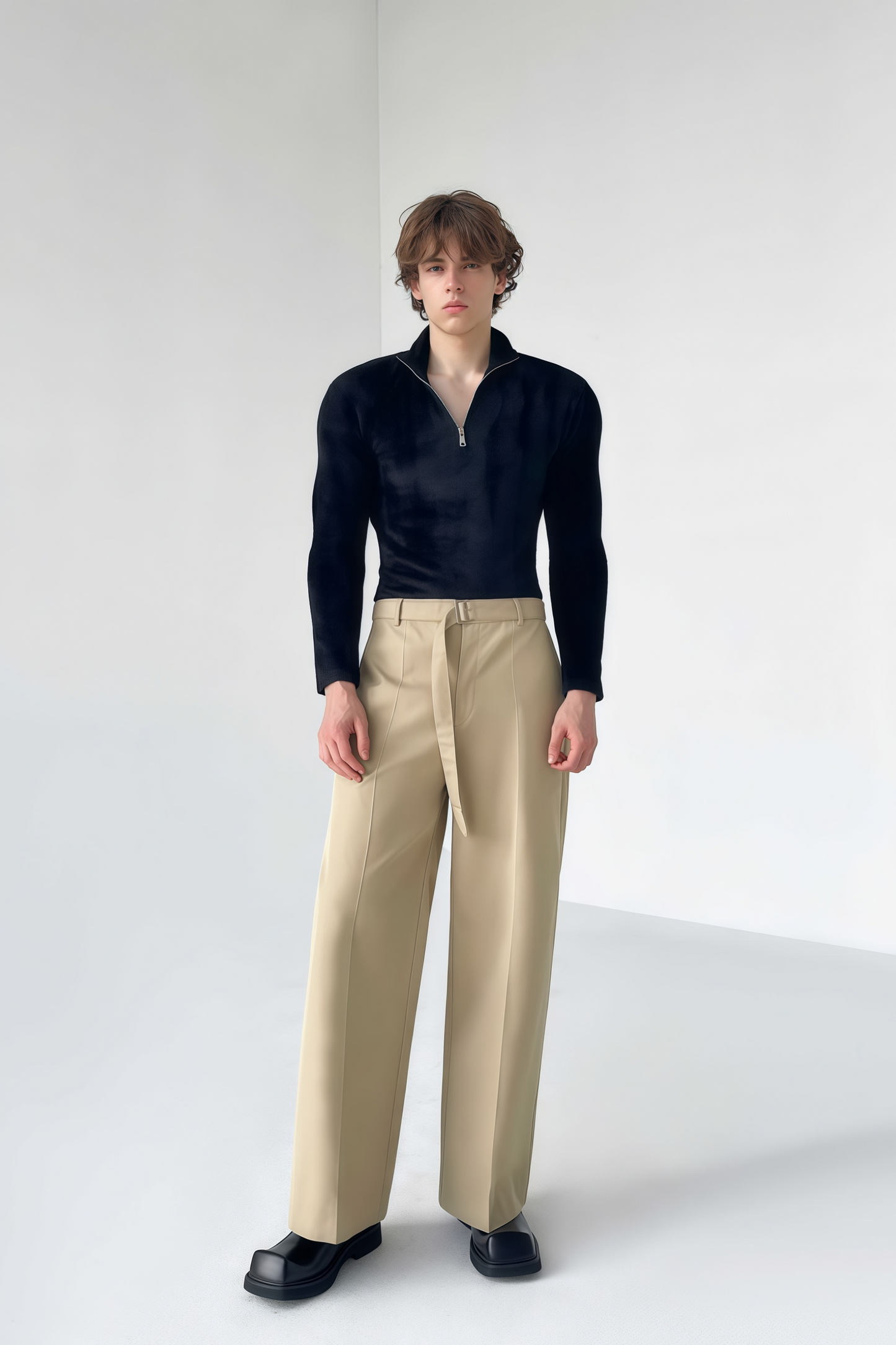 بنطلون واسع الساق من آدم باللون الكاكي