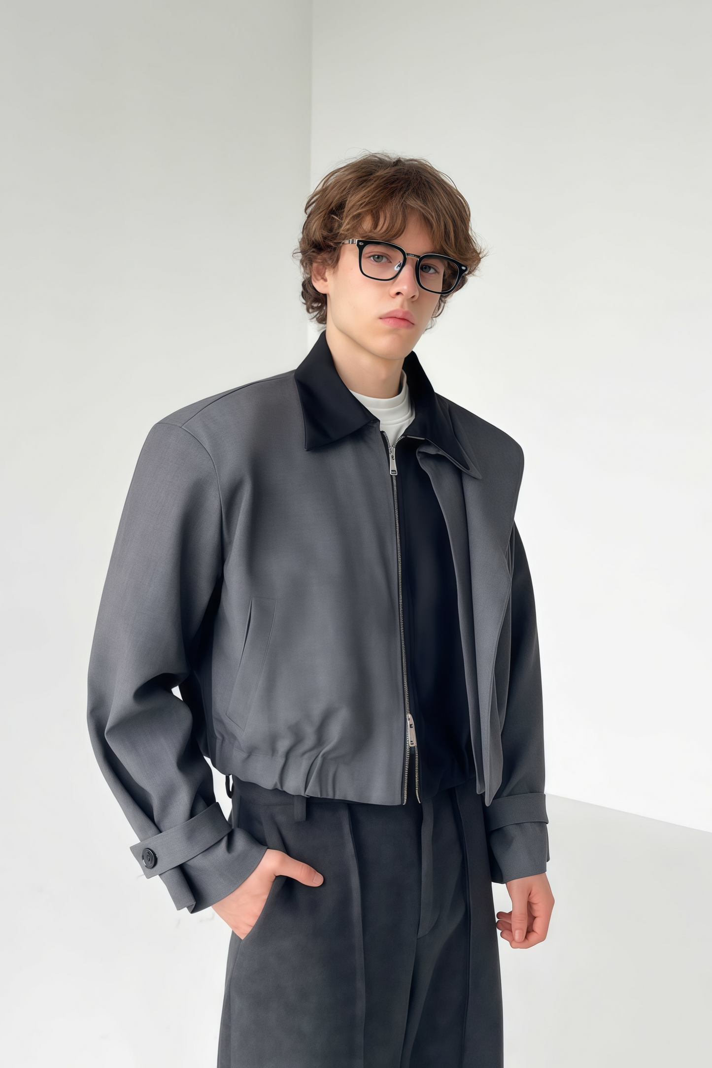 Paul color-blocking asymmetric cropped jacket