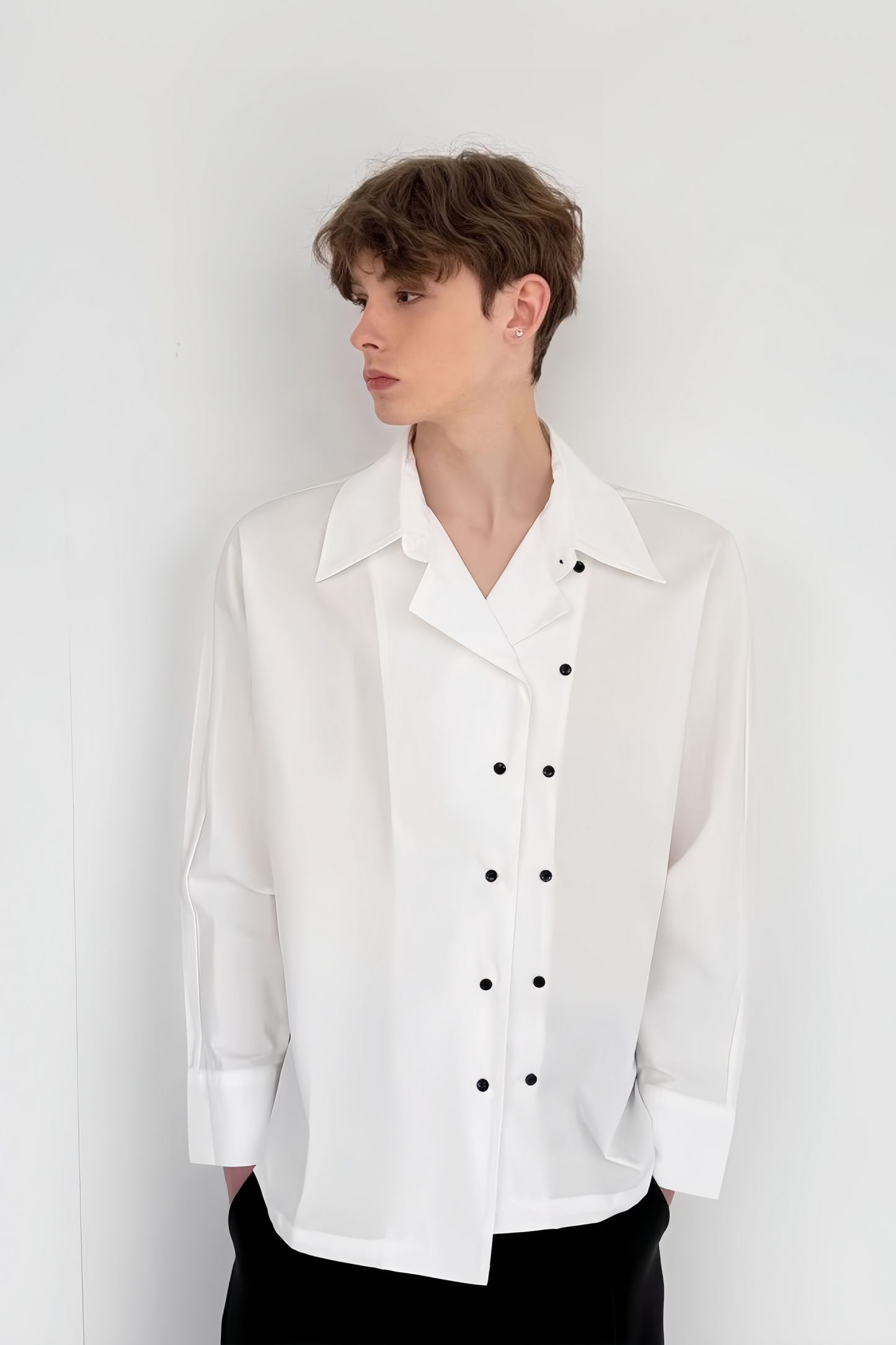 Henri white double-breasted shirt