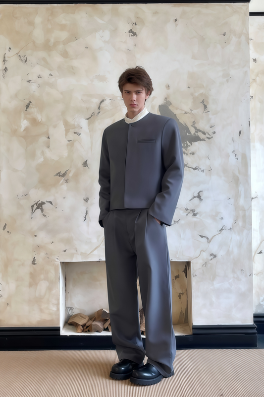 Kael gray round-neck suit