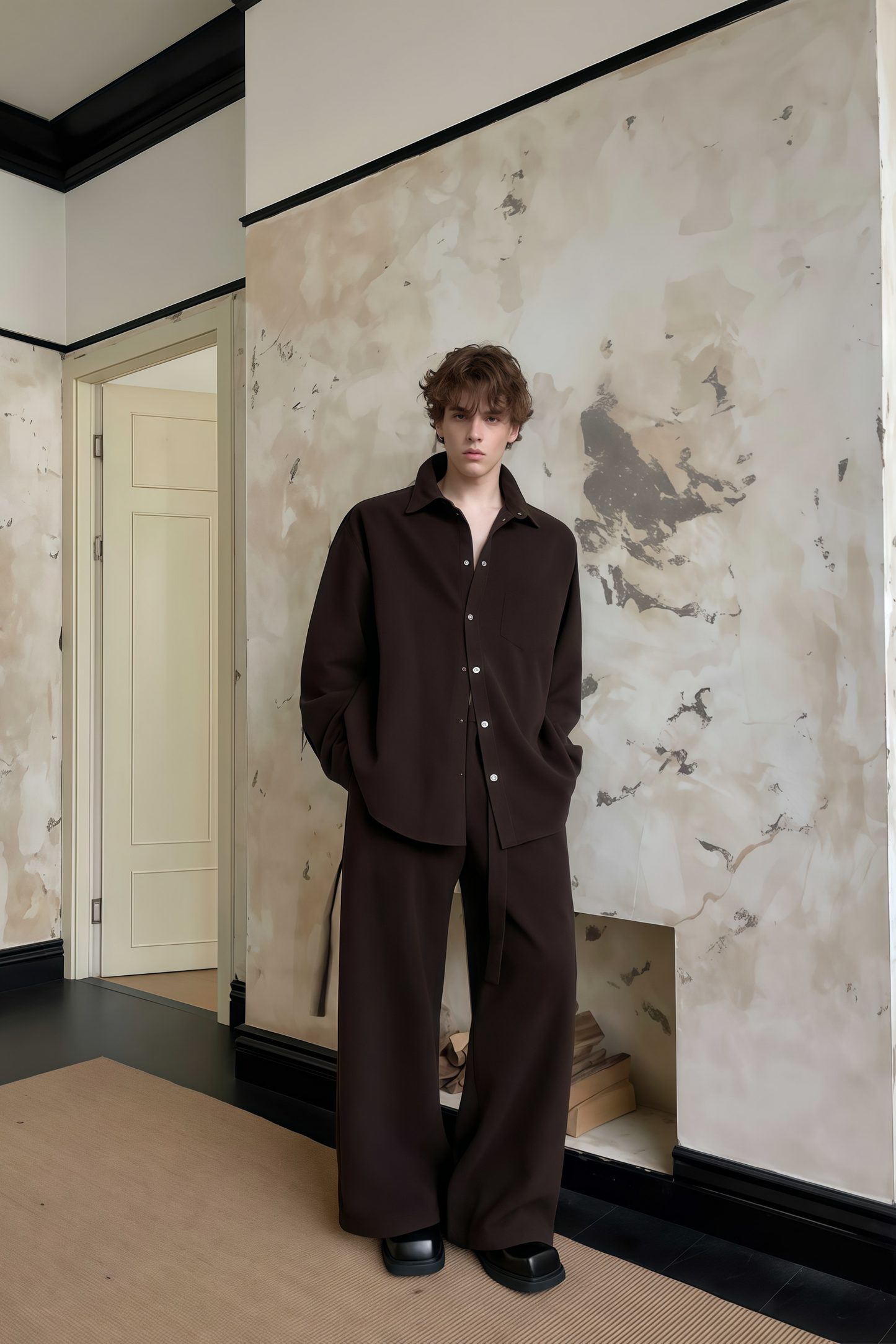 Cyrus brown shirt & trousers matching set