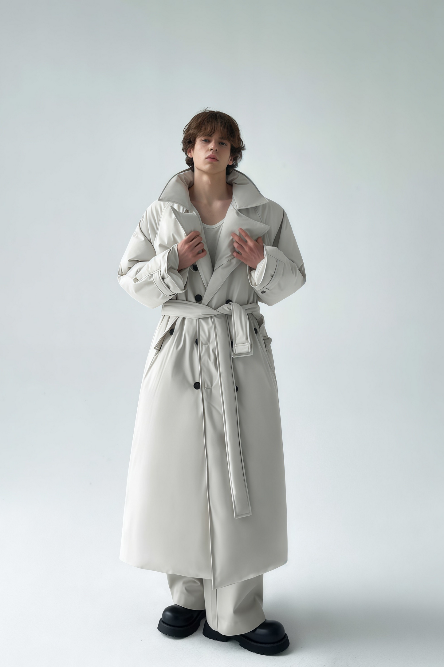 Lucas white down-feather maxi coat