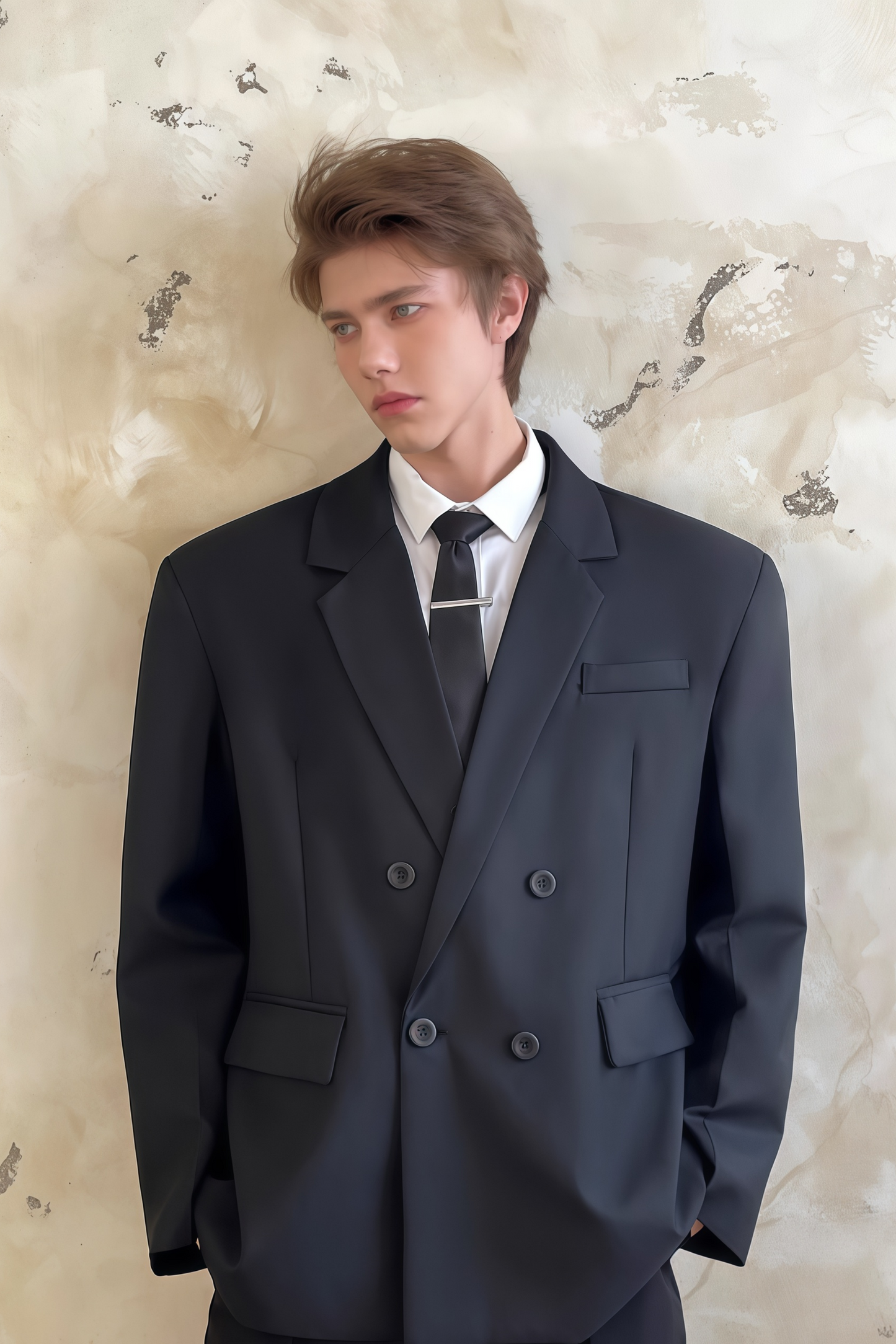 Lysander black double-breasted blazer