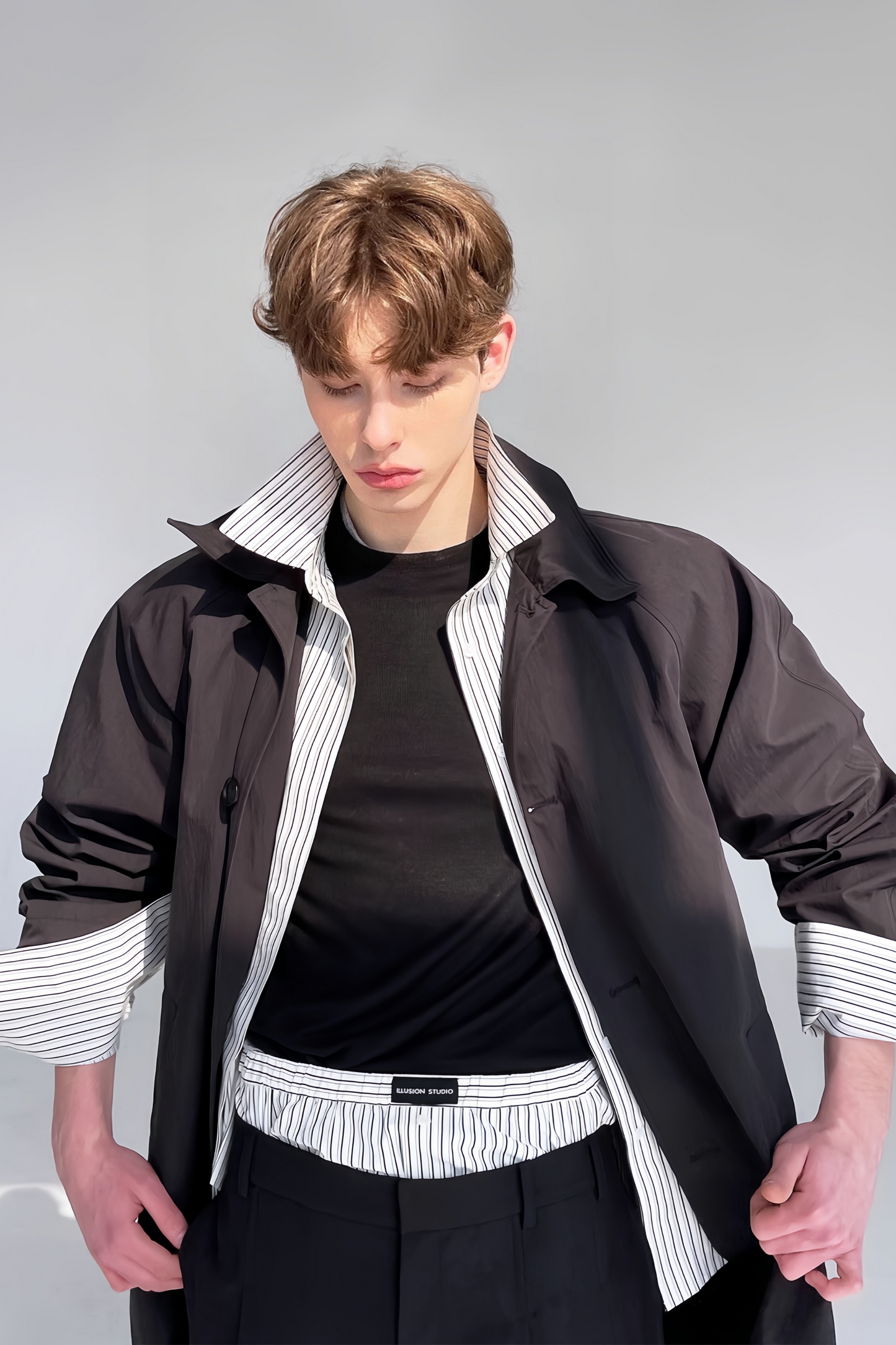 Maël black midi coat