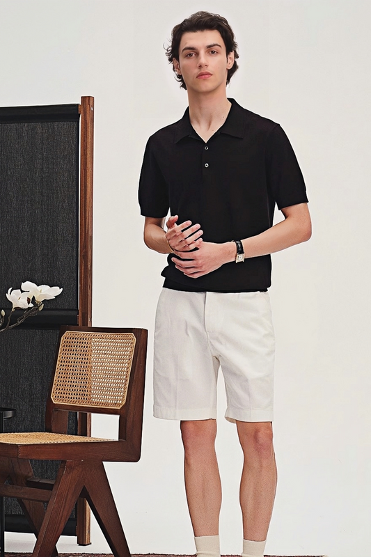 Noah black cotton polo shirt