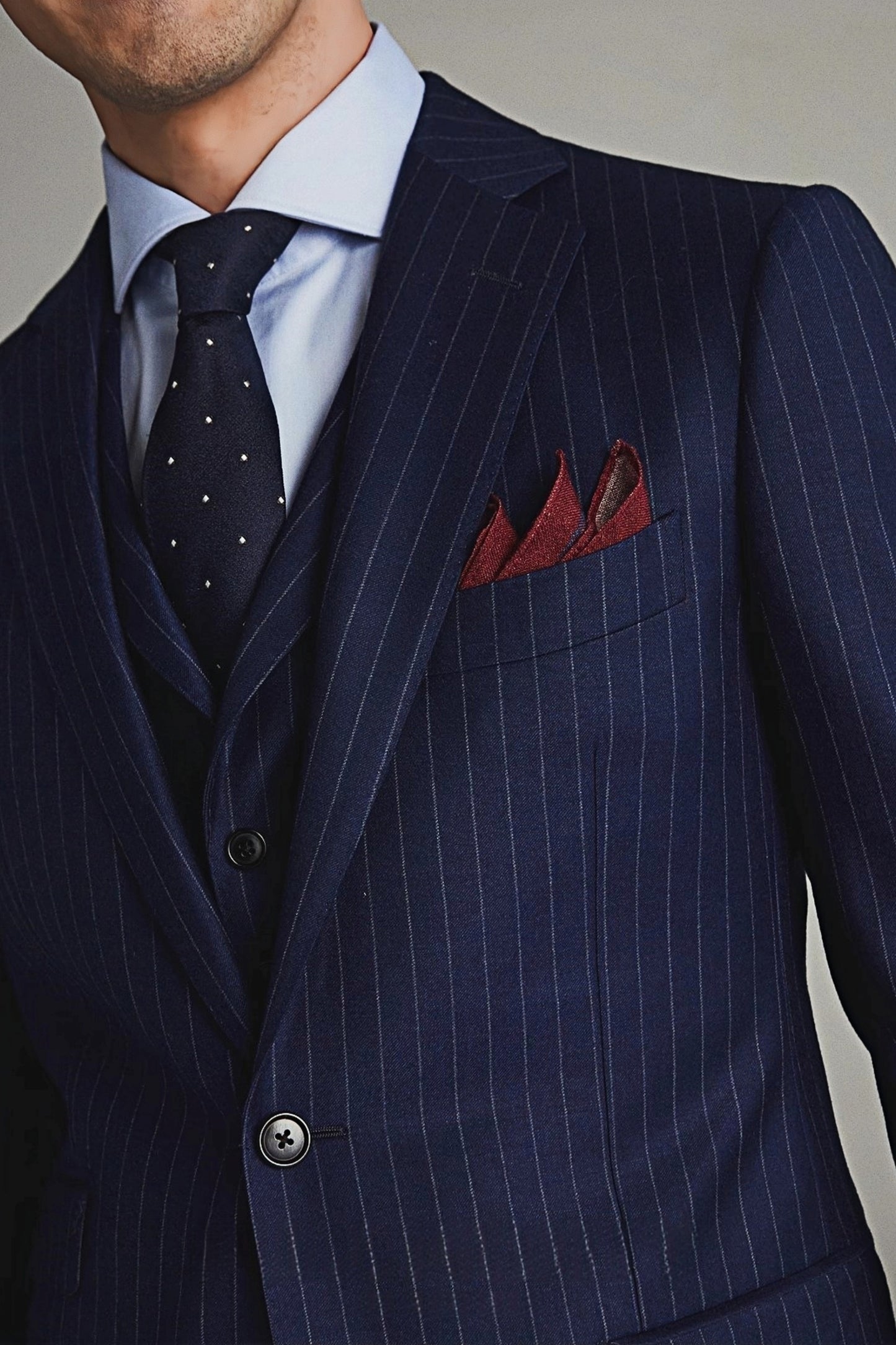 Jasper navy-blue stripe-pattern suit