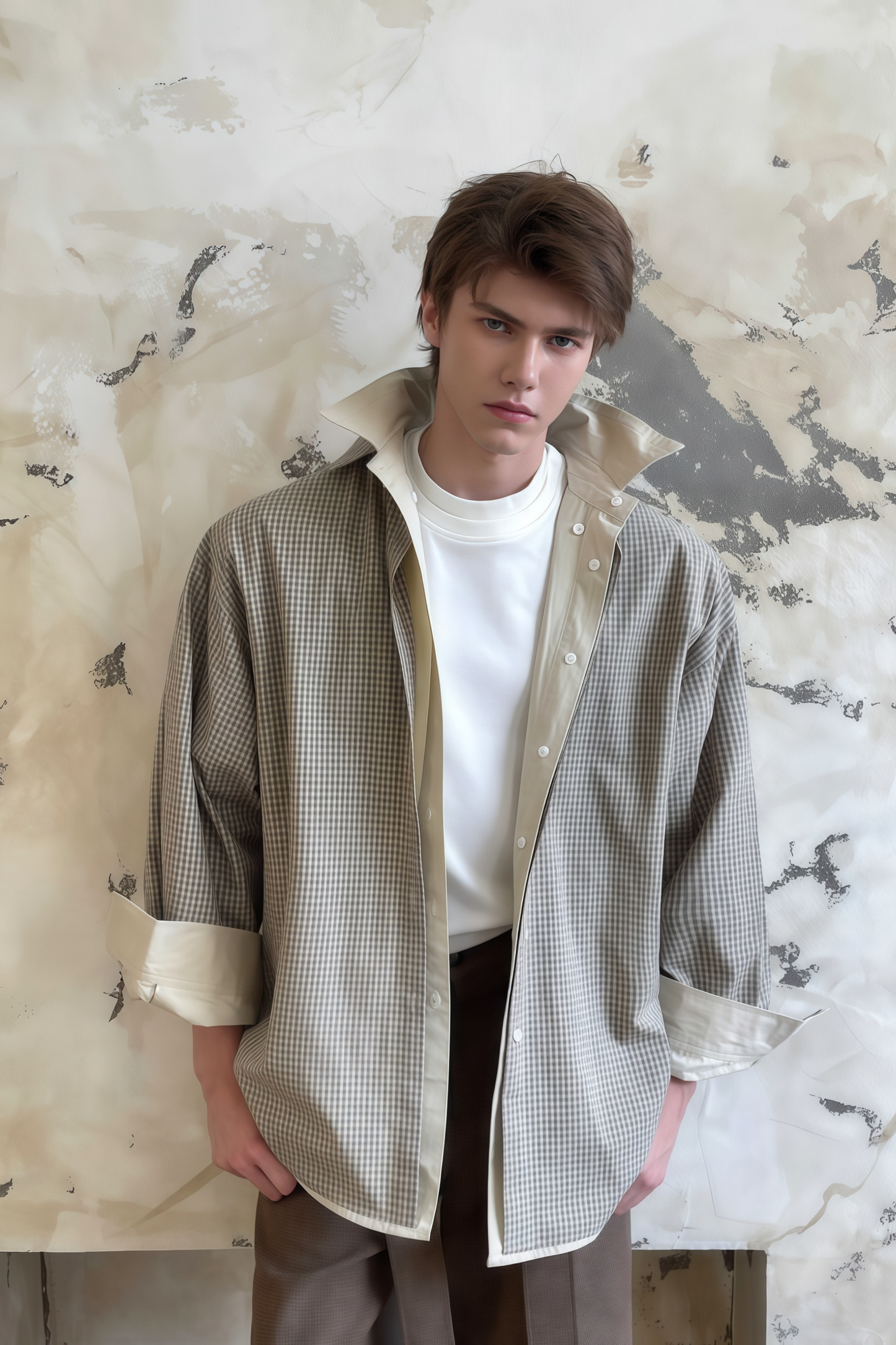 Julian neutrals check-pattern reversible jacket