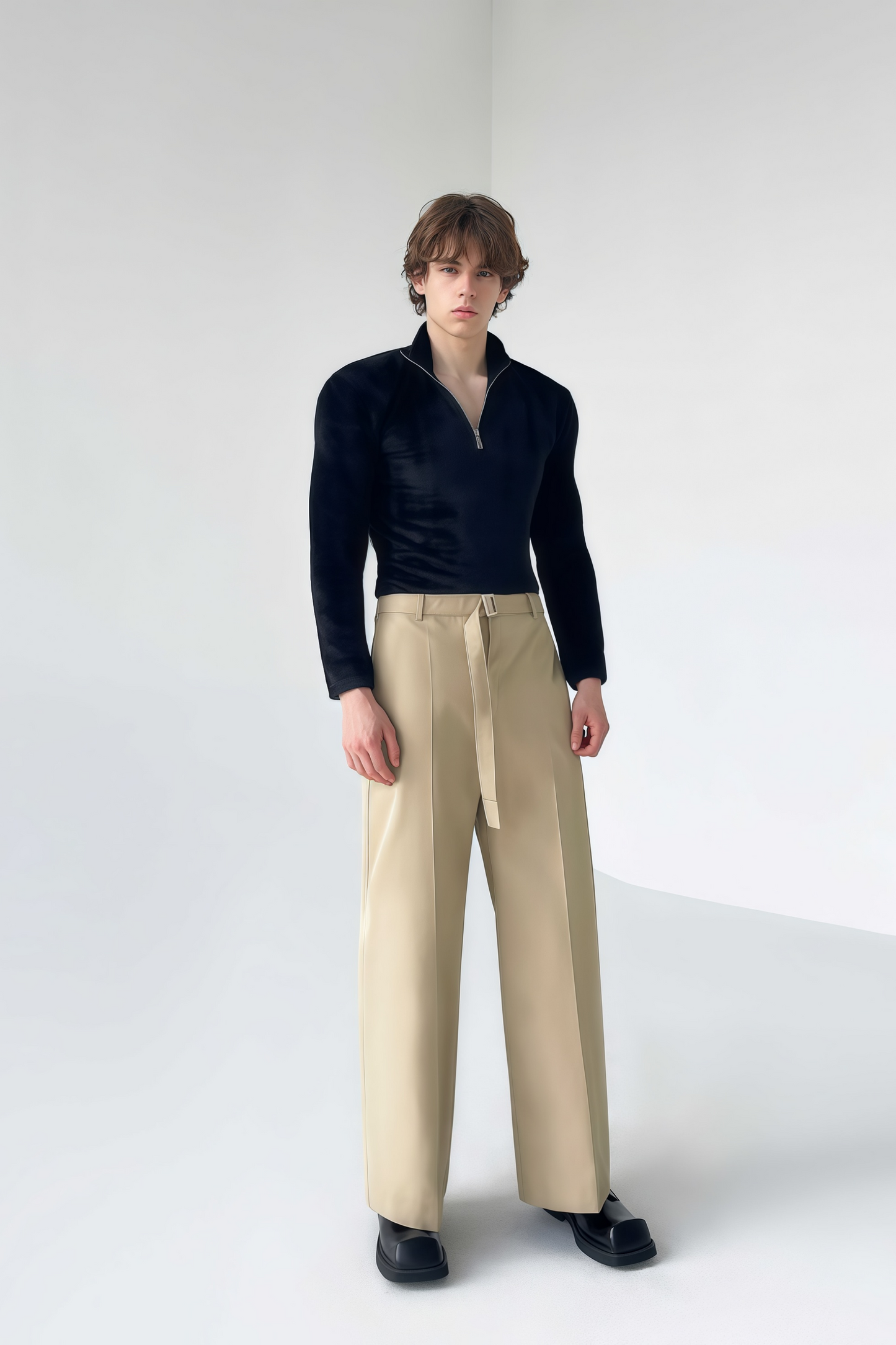 بنطلون واسع الساق من آدم باللون الكاكي