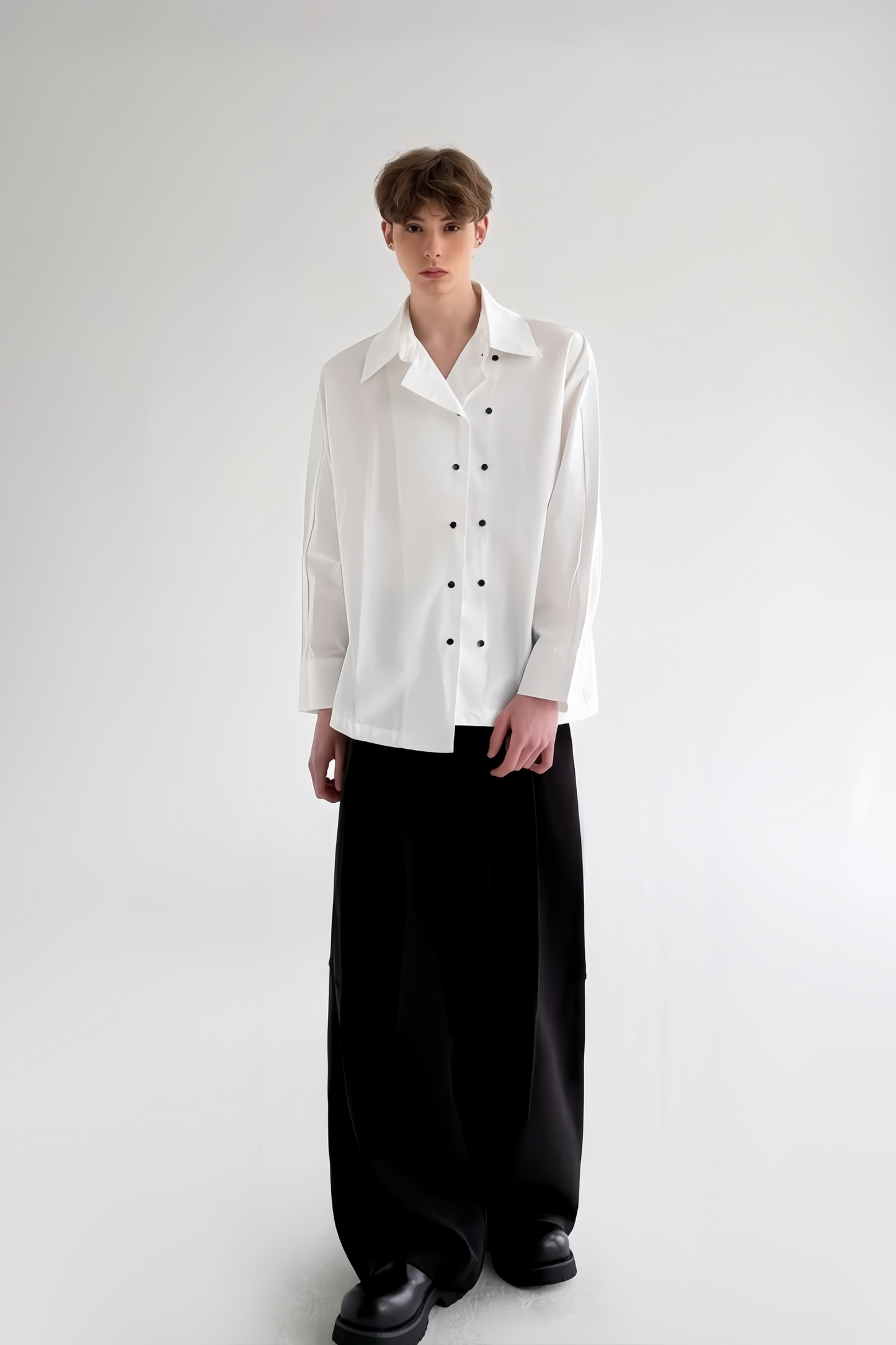 Henri white double-breasted shirt