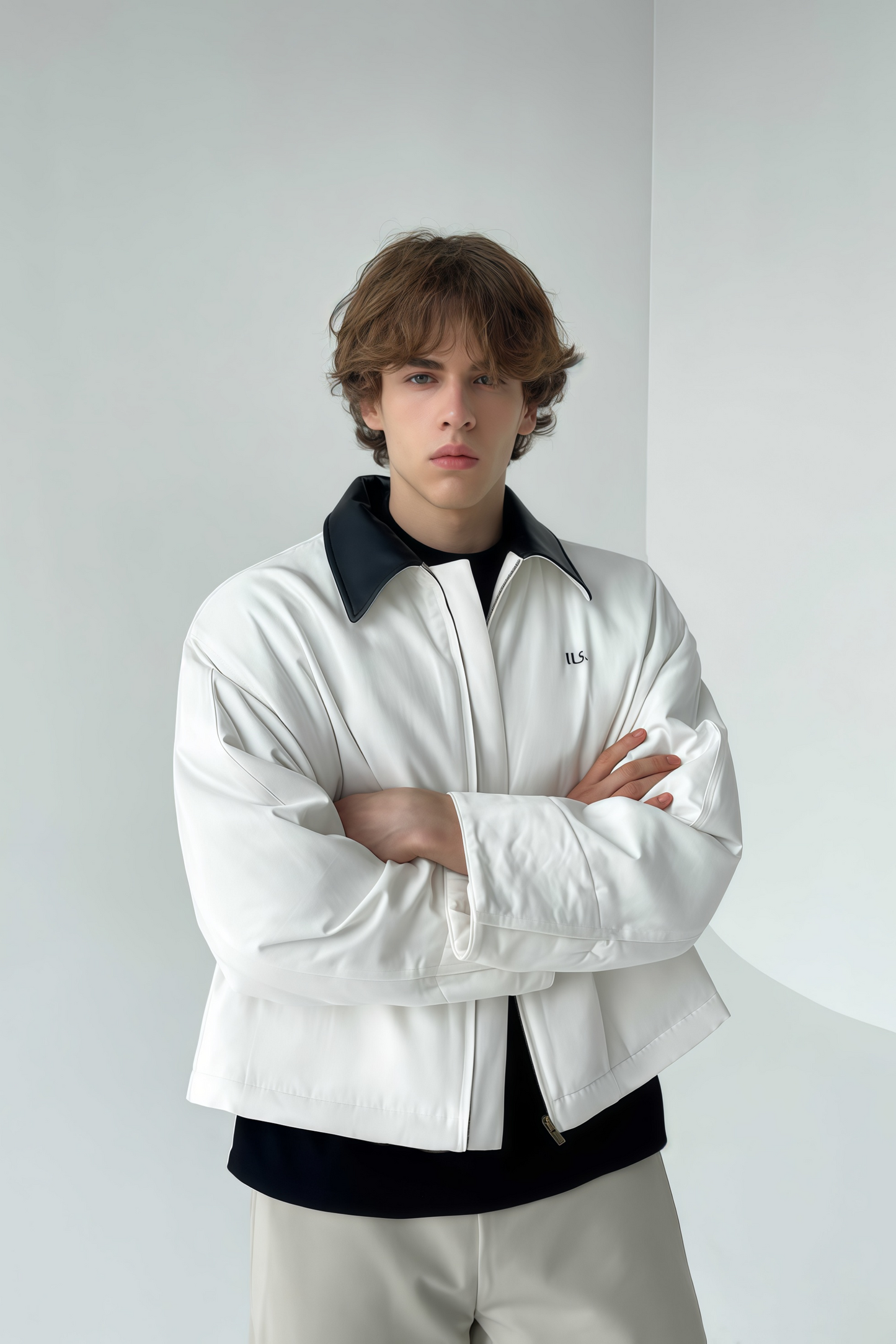 Julien contrasting-collar cotton jacket