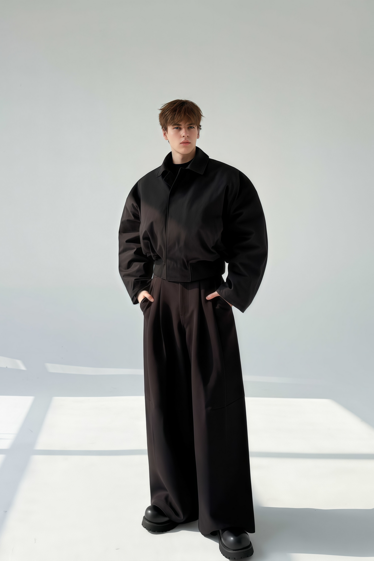 Thor black cinched-waist cropped cotton jacket