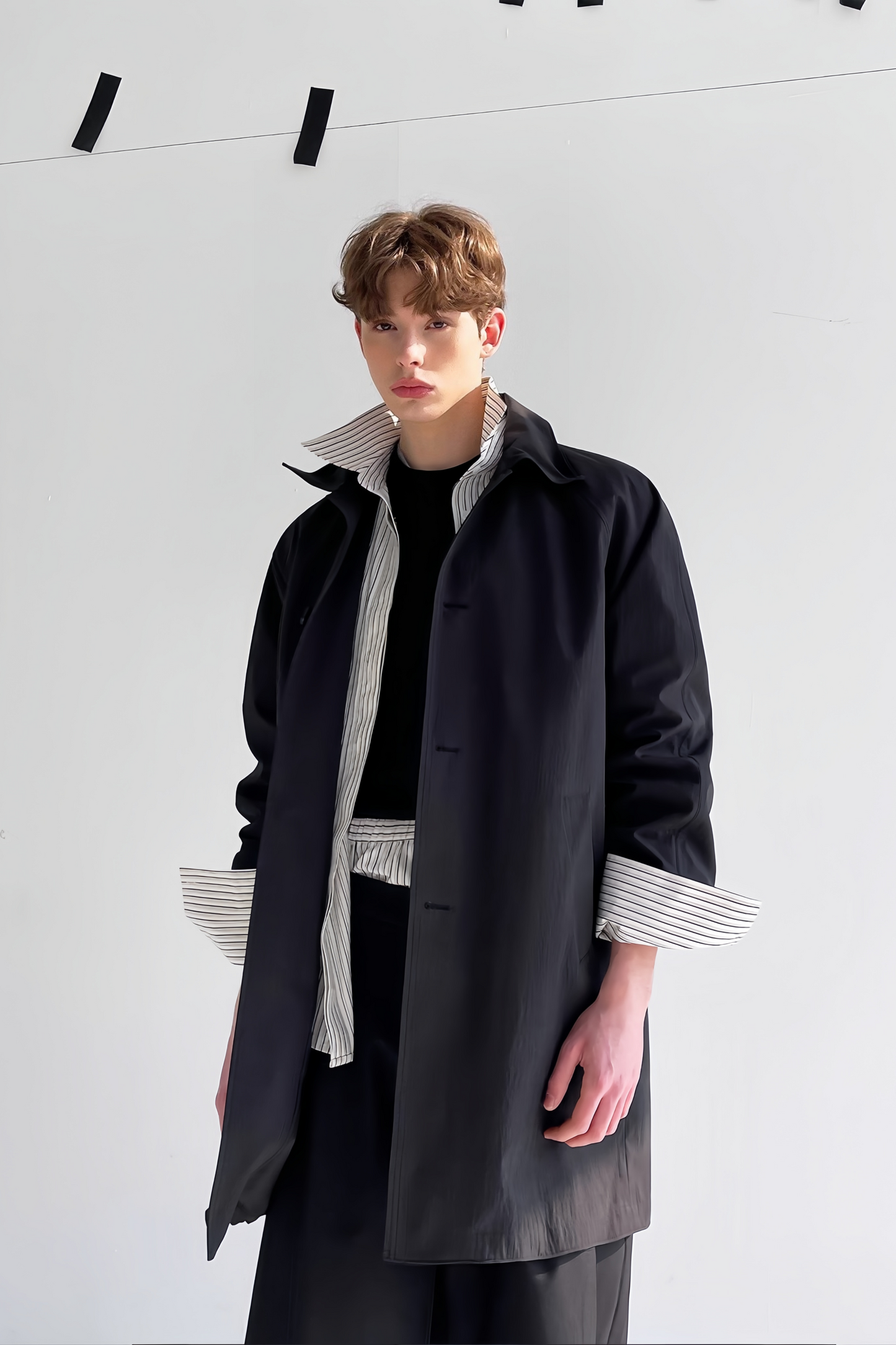 Maël black midi coat