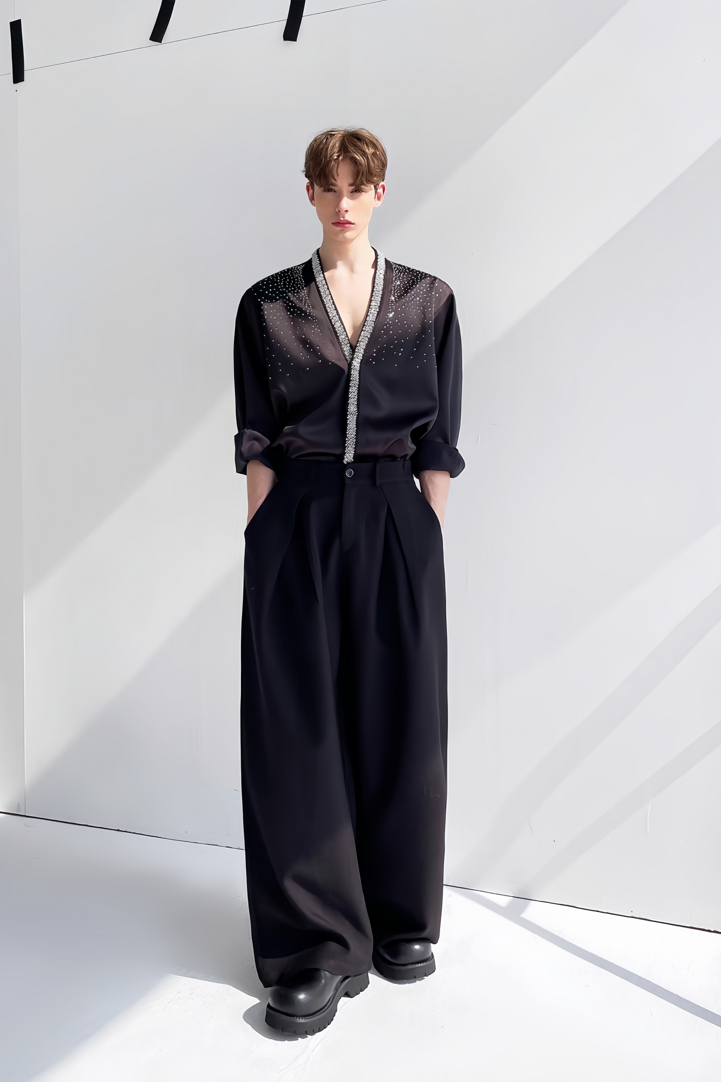 Sacha black loose-fit casual trendy trouser