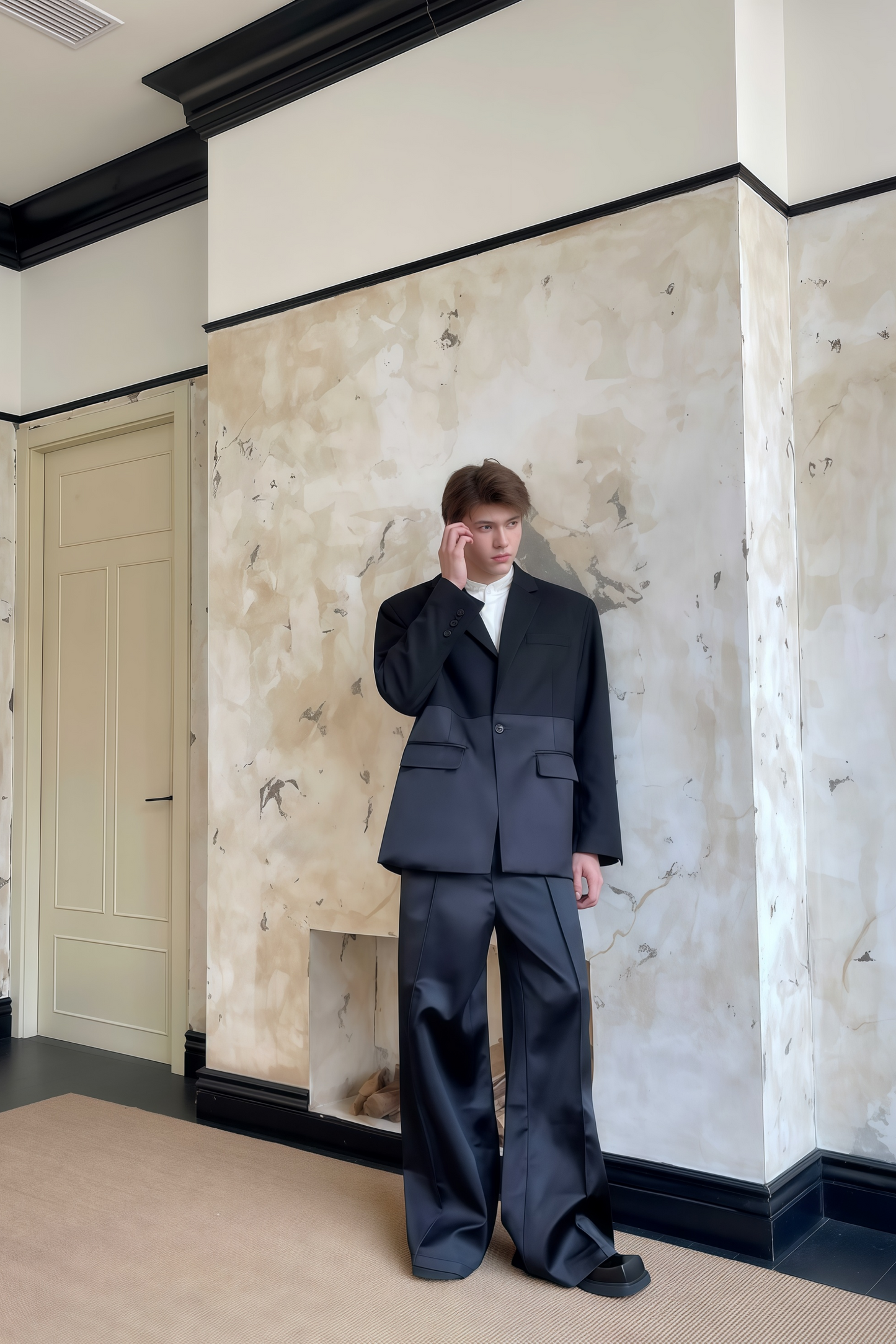 Magnus black patchwork suit