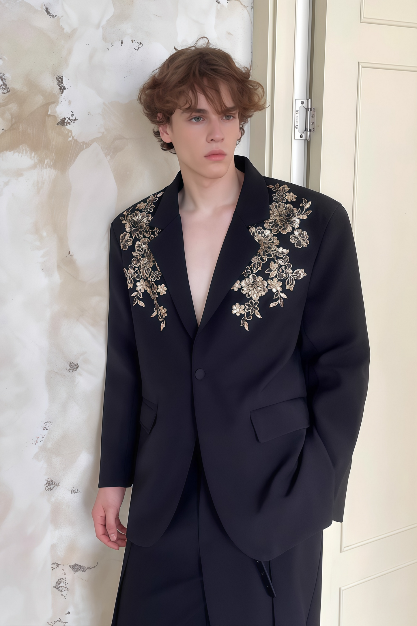 Peregrine black embroidered blazer