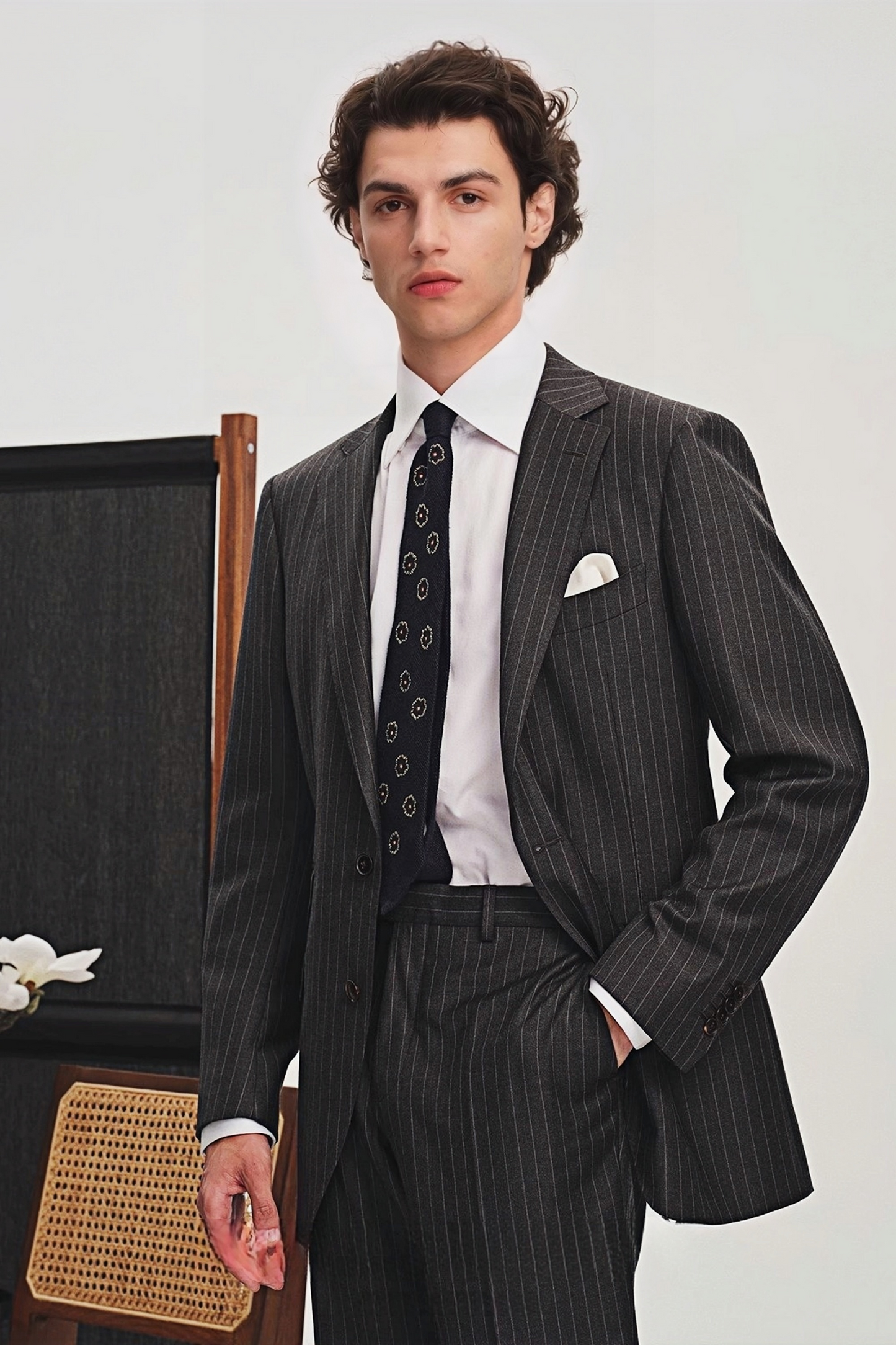 Jasper gray stripe-pattern blazer