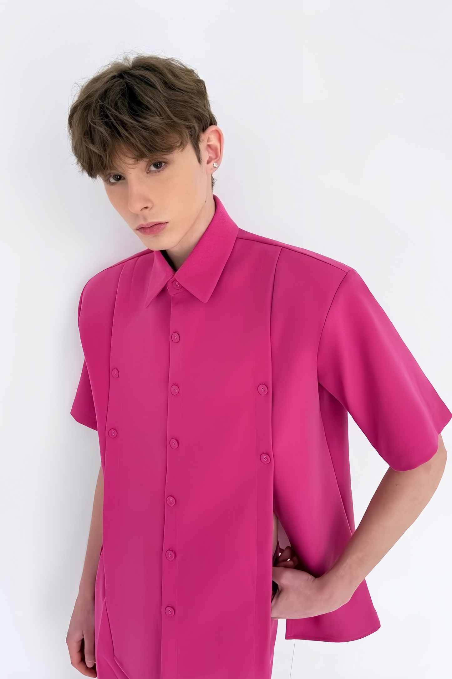 Lowie hot pink front slit suit