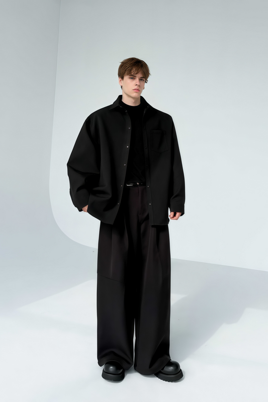 Liam black shirt jacket