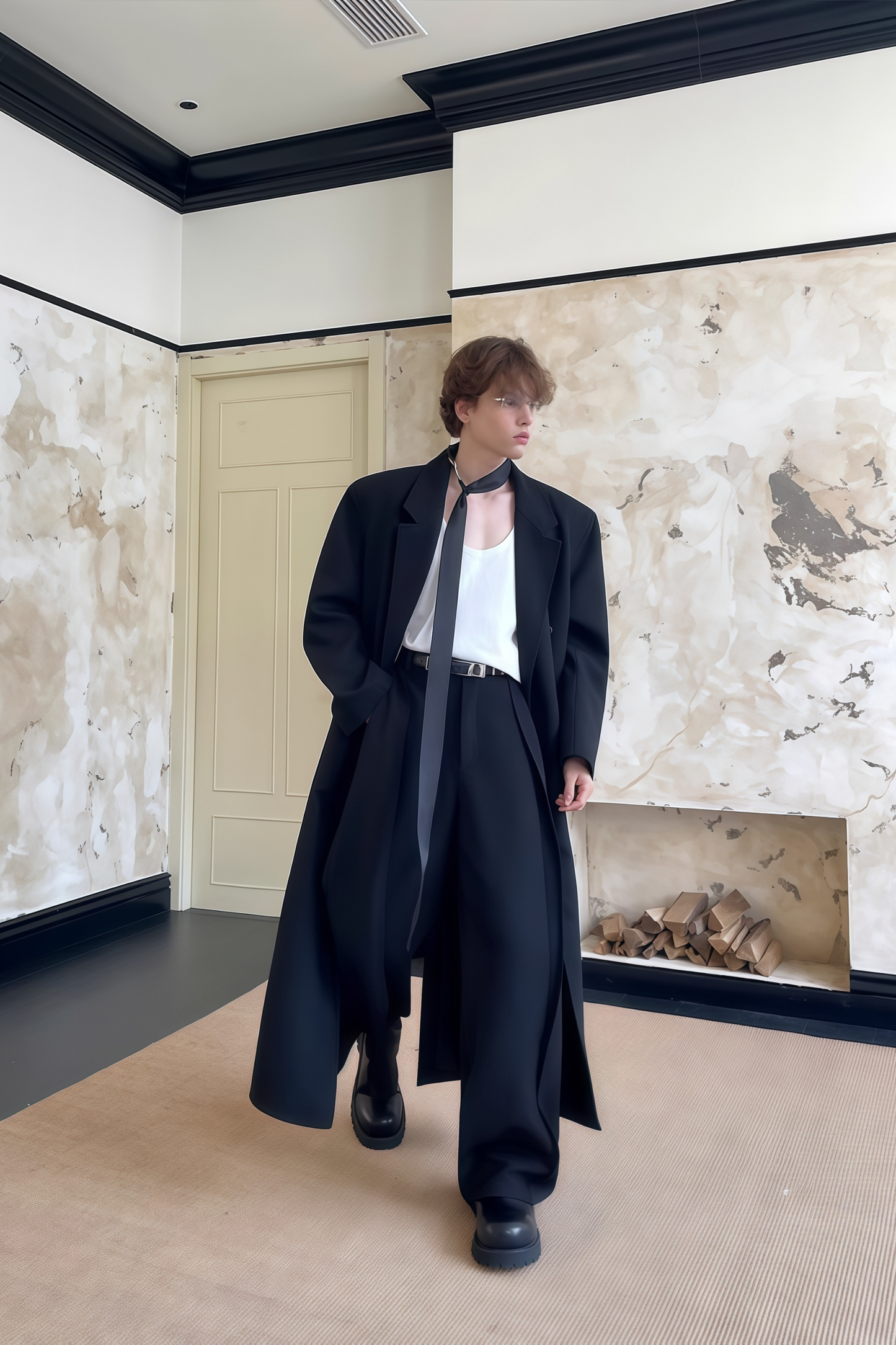 معطف طويل أسود من Alaric