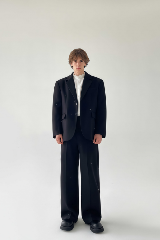 Felix black crystal-embellished suit