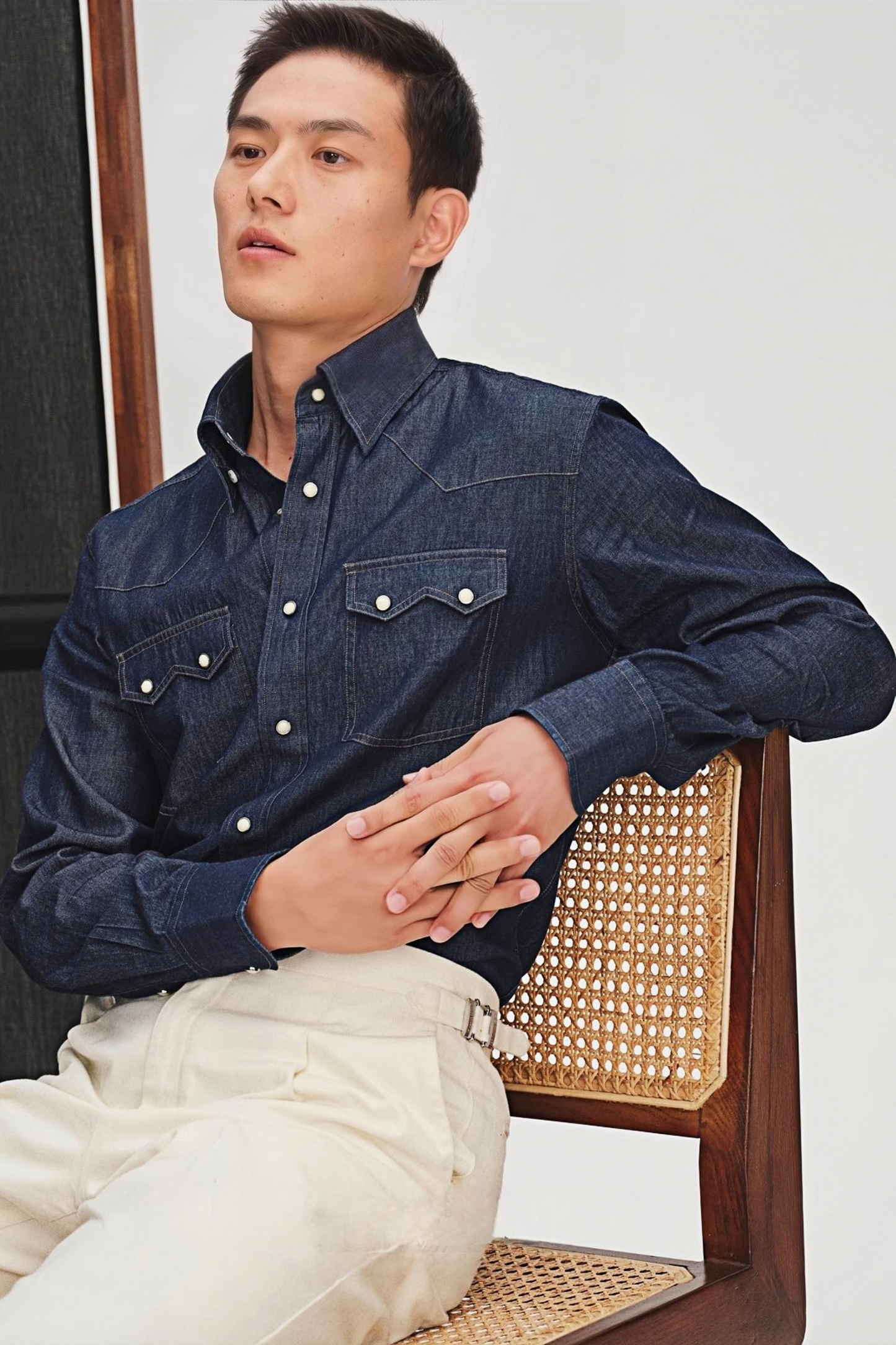 Léon dark-blue denim shirt
