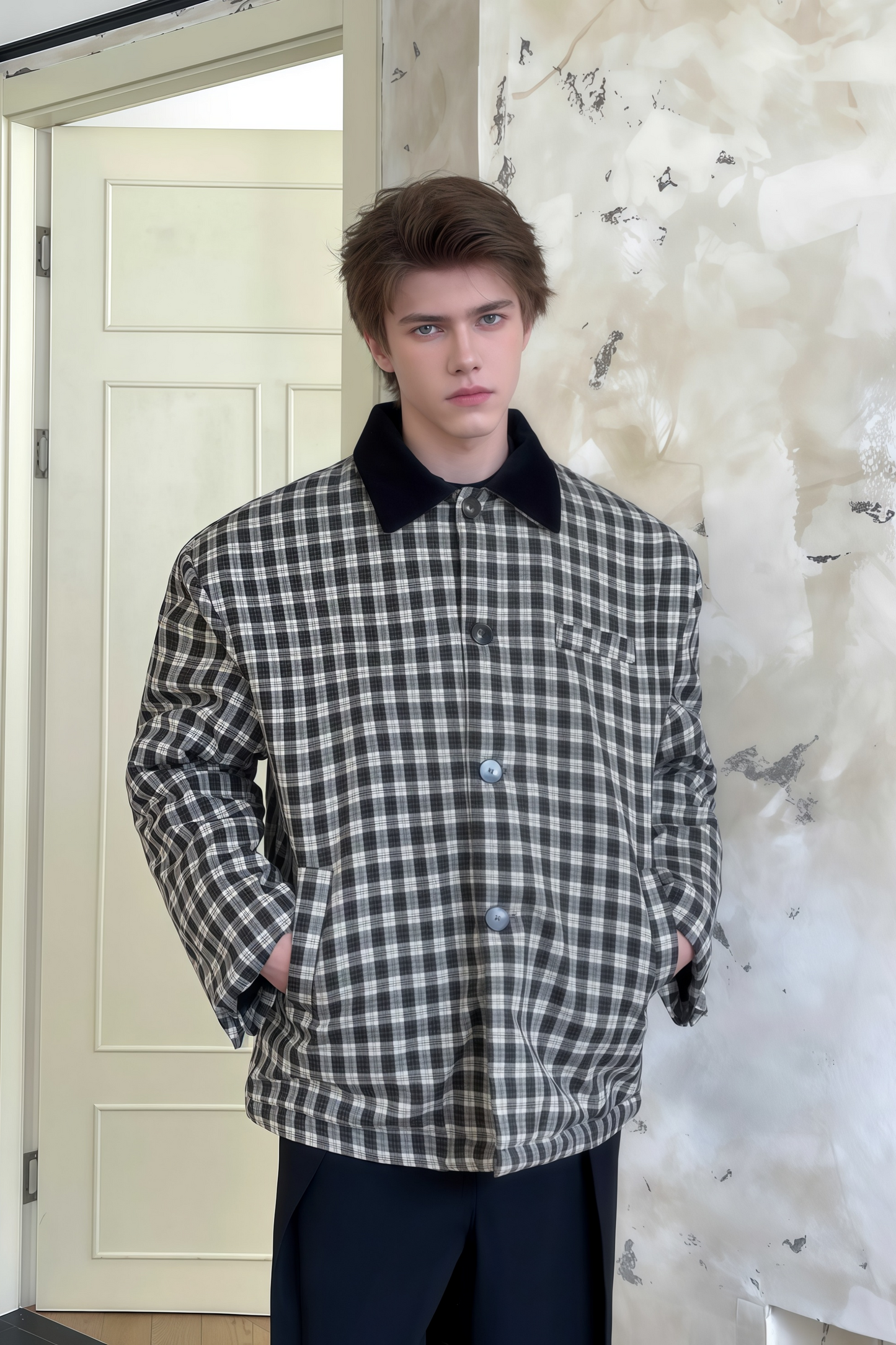Julien check-pattern cotton jacket