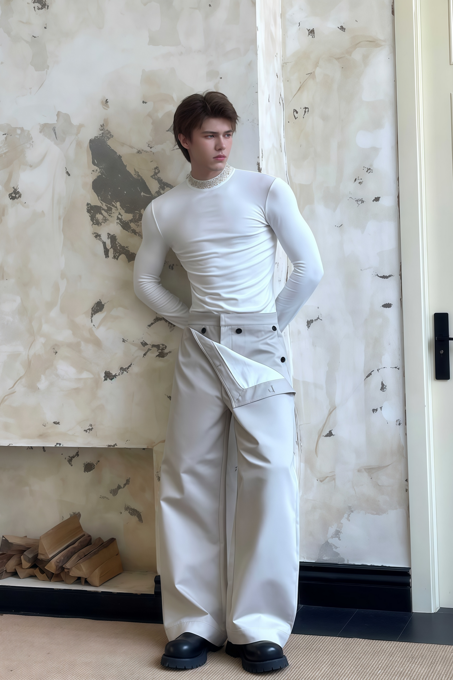 Theodore khaki multi-wear layered trousers