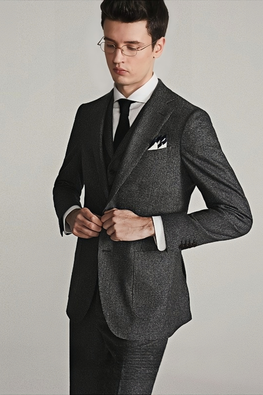 بدلة أرلو رمادية داكنة بنقشة مربعة