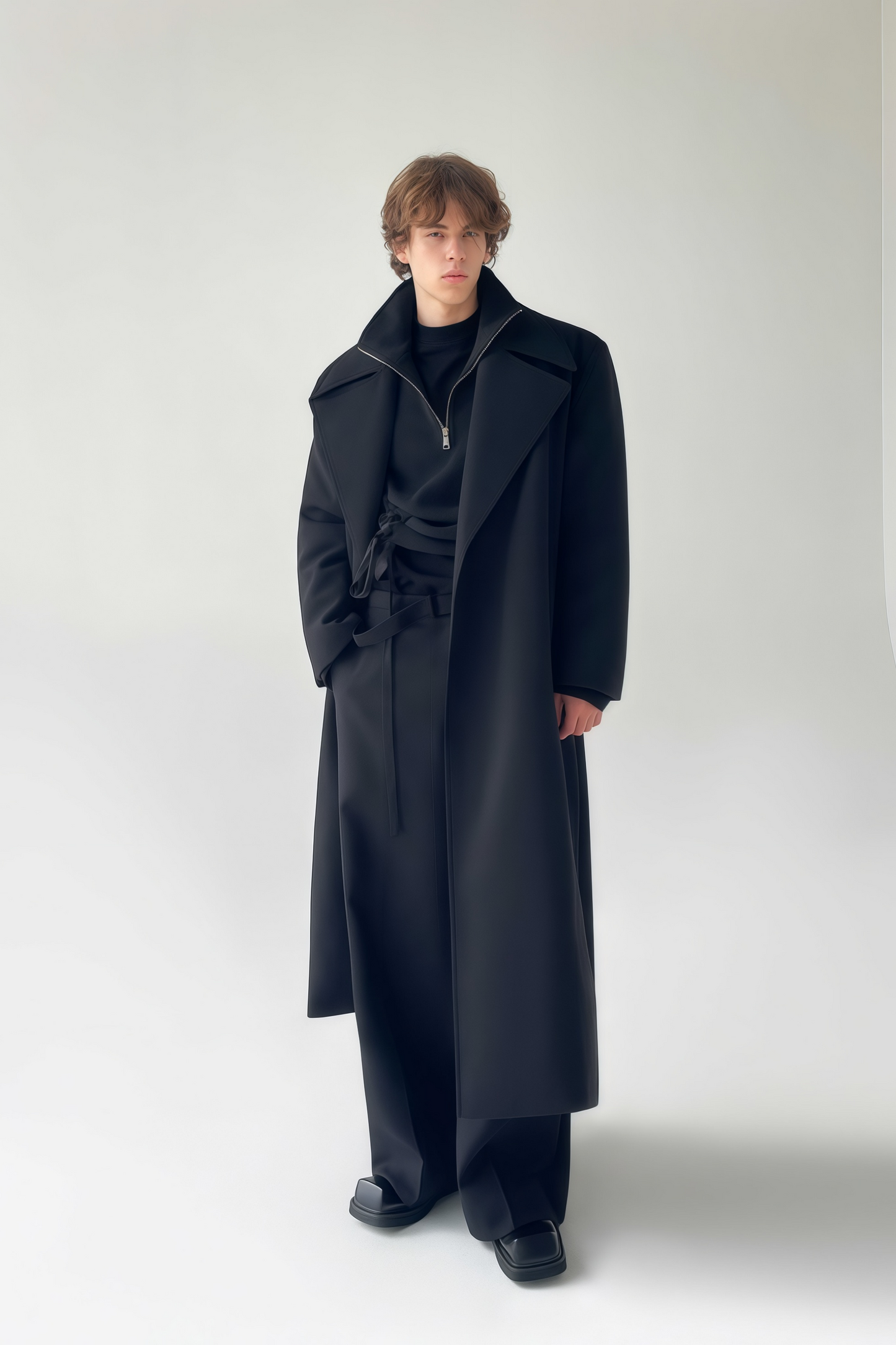 معطف طويل أسود من Benedict