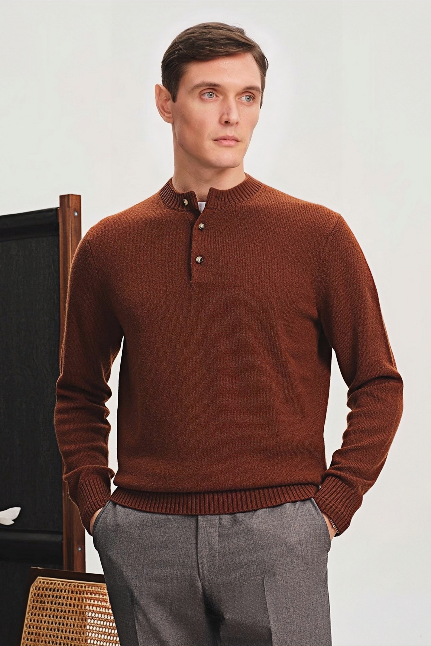 سترة بياقة هنلي من Yves Brown