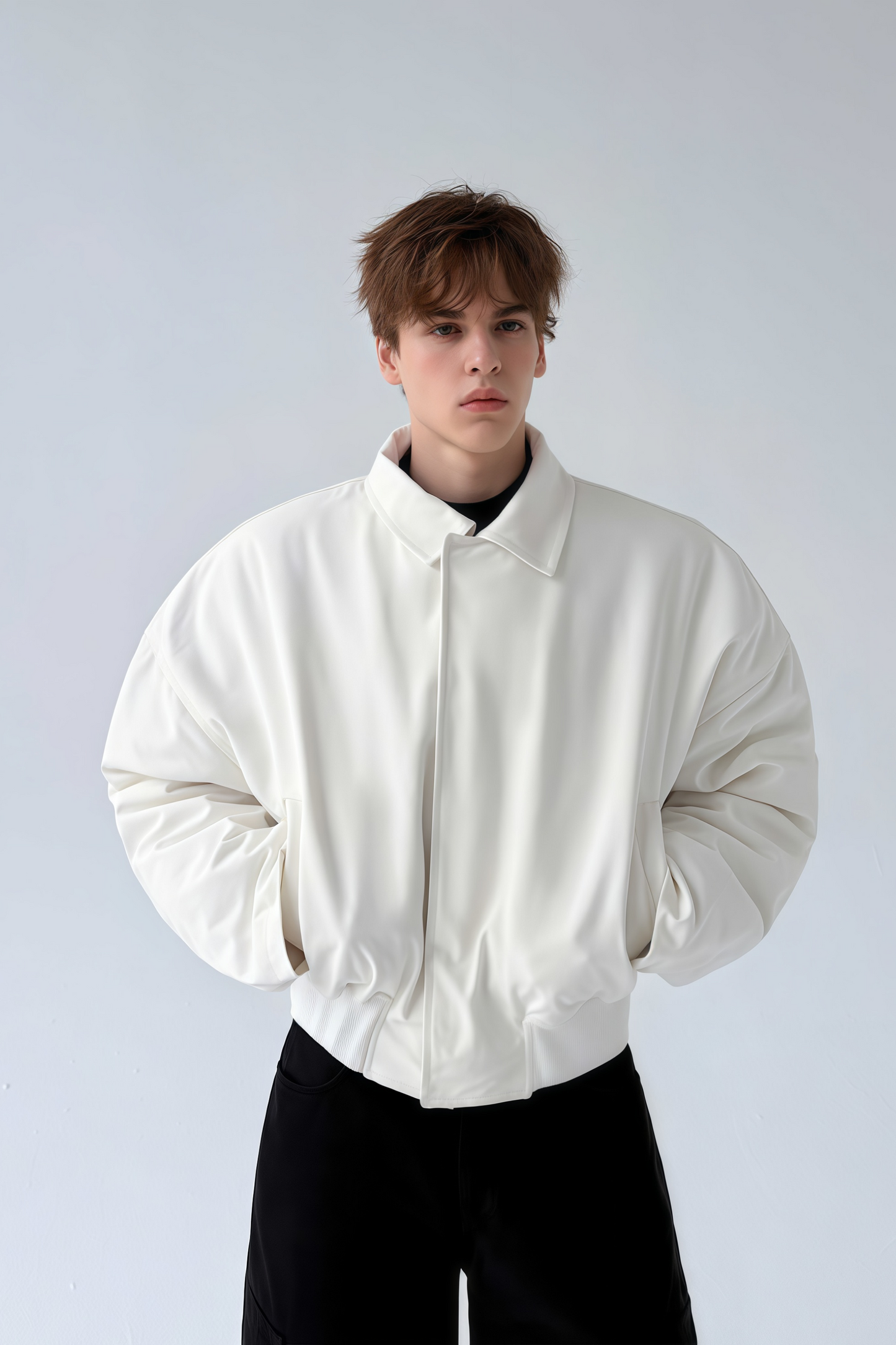 Thor white cinched-waist cropped cotton jacket