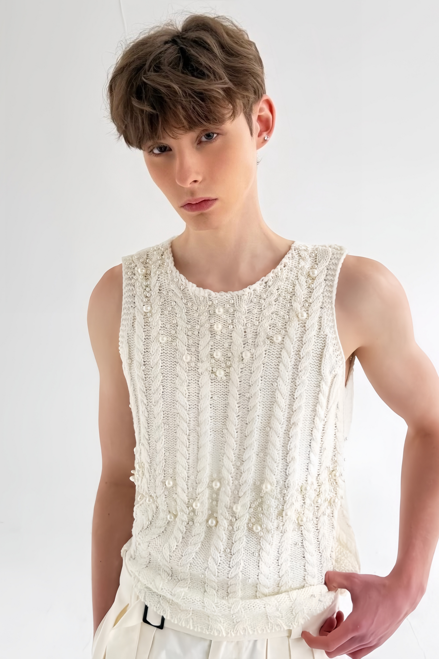 Lio white knit vest