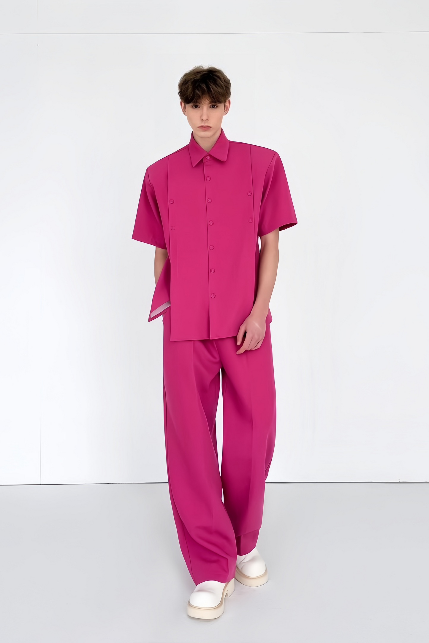 Lowie hot pink front slit suit