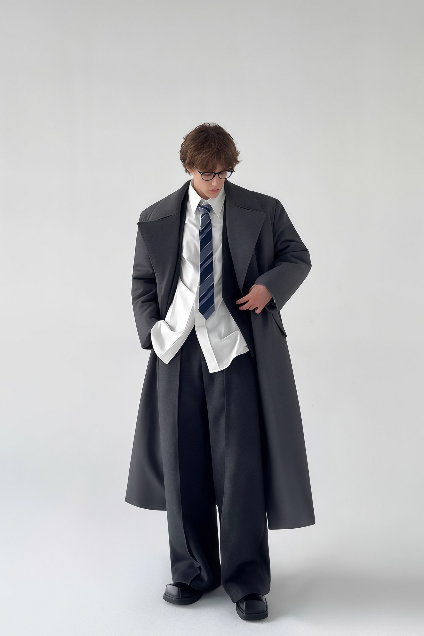 معطف طويل رمادي من Benedict