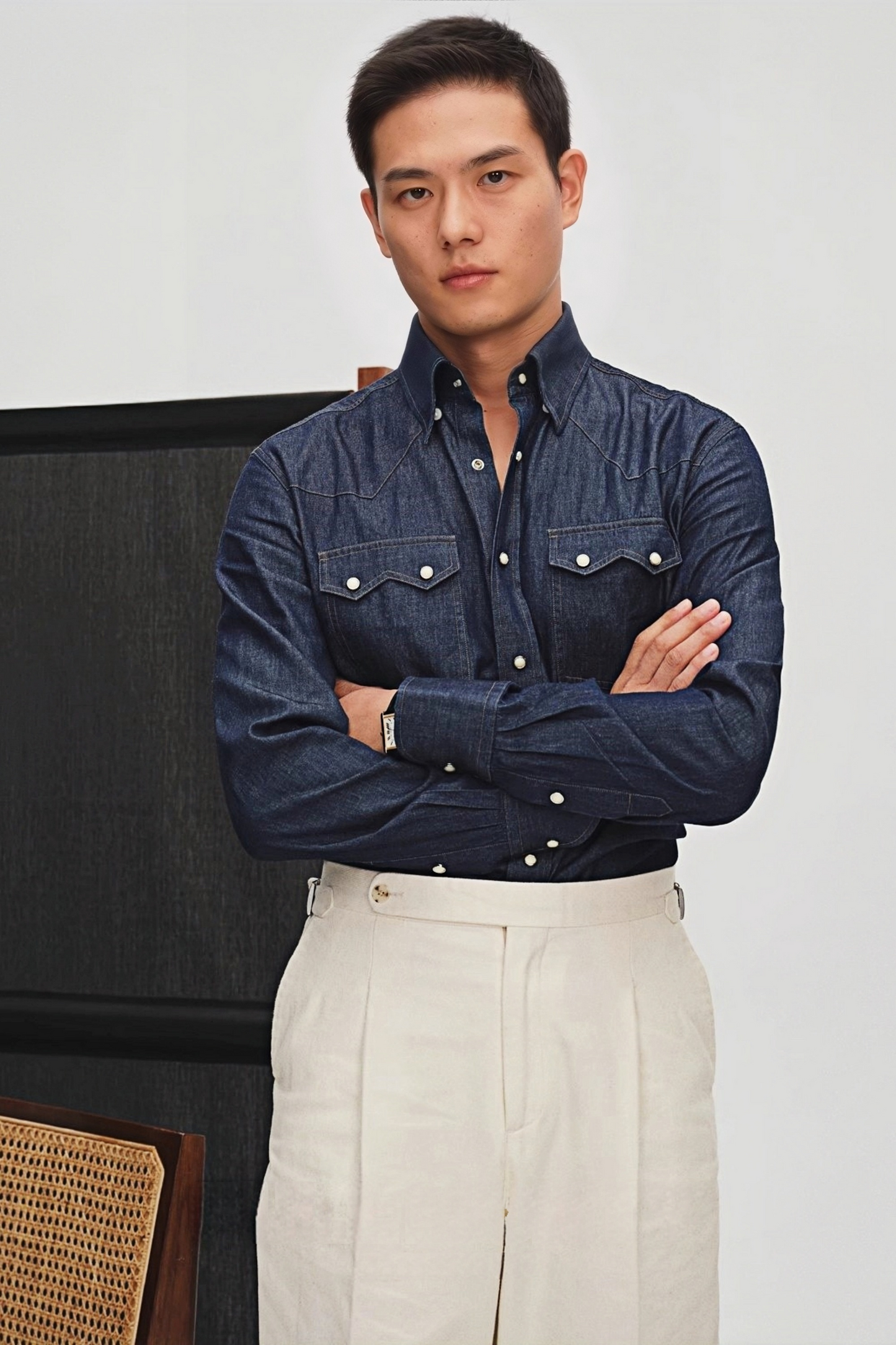 Léon dark-blue denim shirt