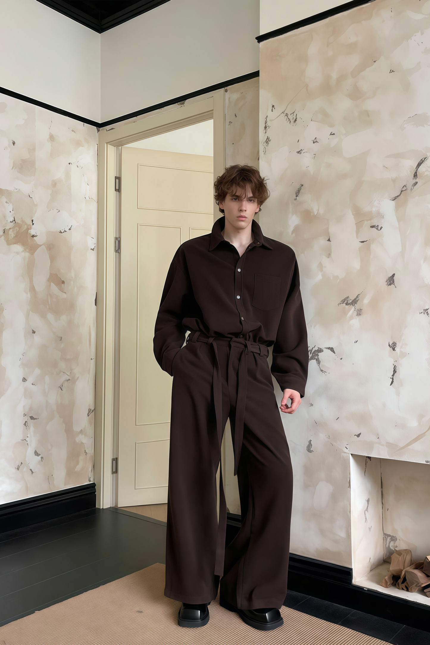 Cyrus brown shirt & trousers matching set