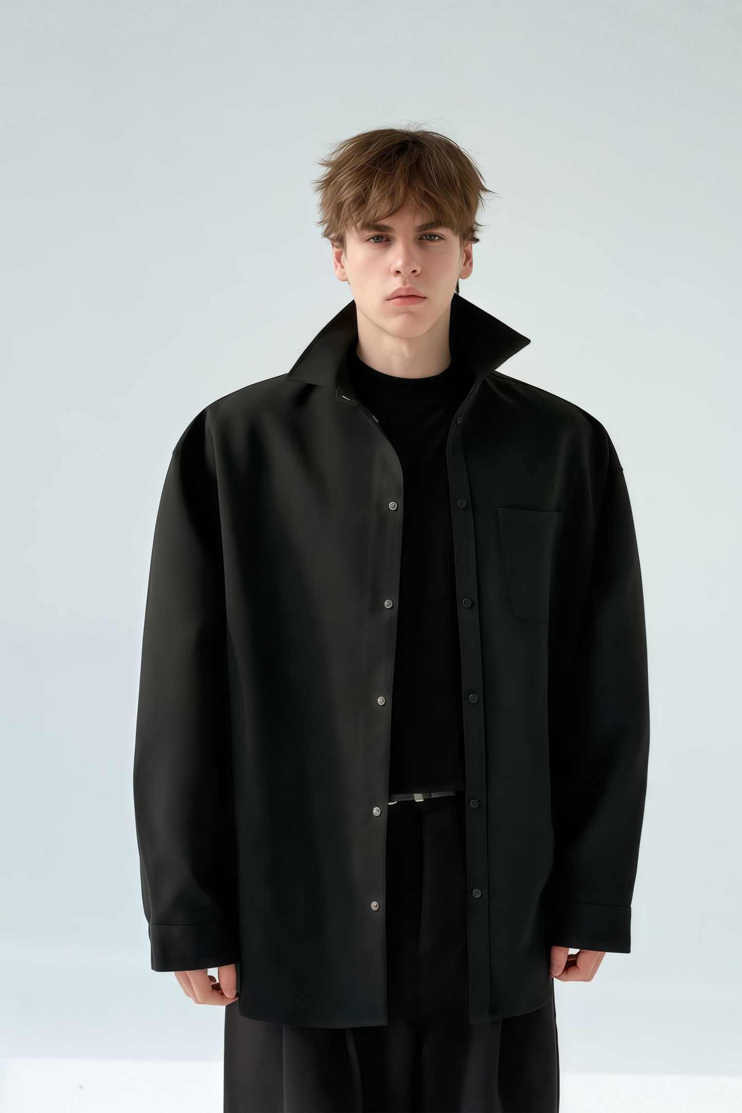 Liam black shirt jacket