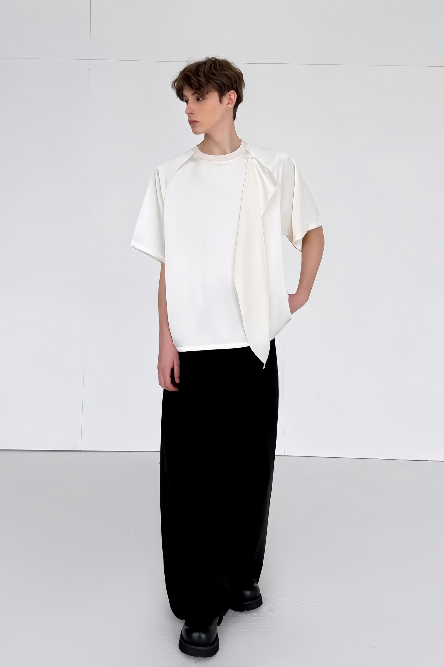 Imran white self-tie detail t-shirt