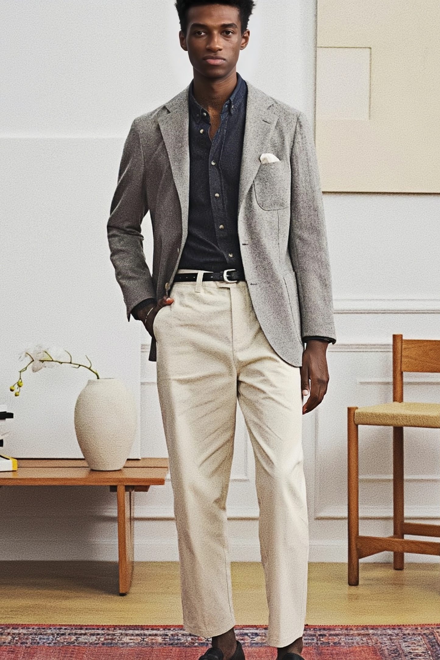 Julian khaki brushed trousers