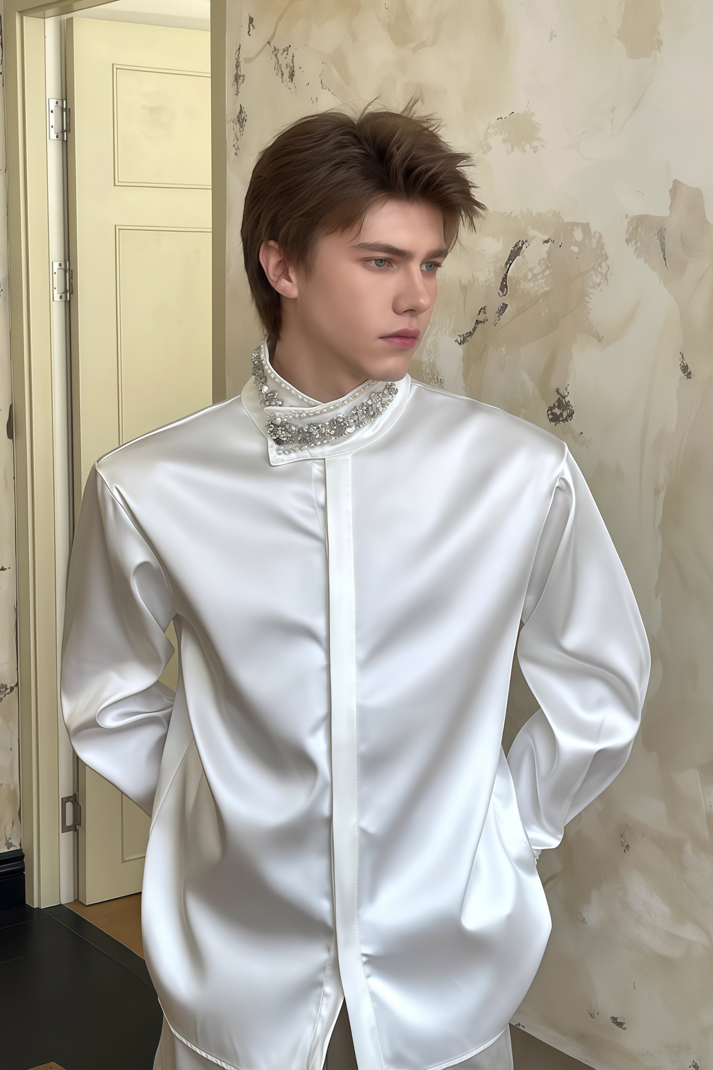 Jasper white crystal-embellished shirt