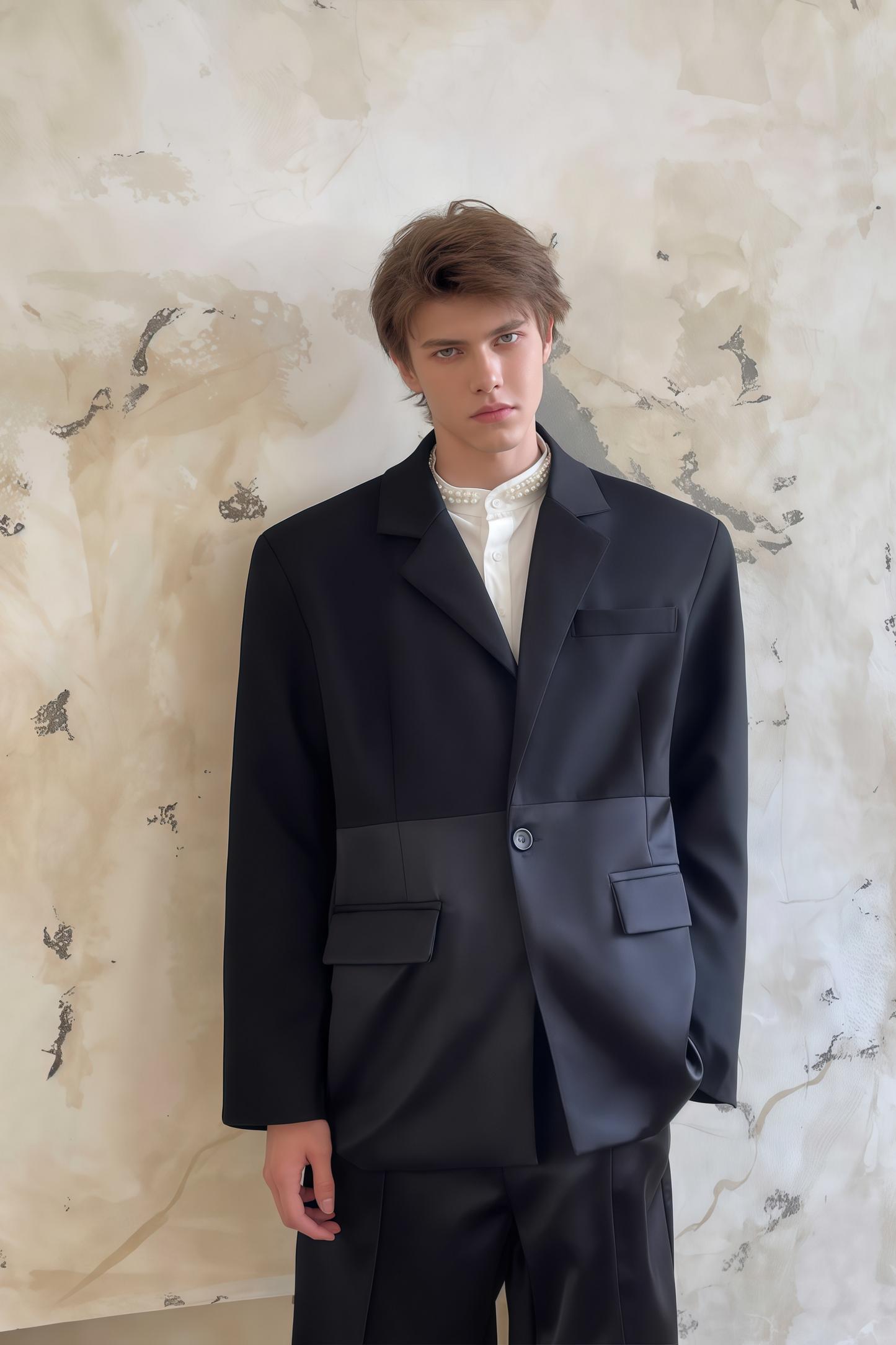 Magnus black patchwork suit