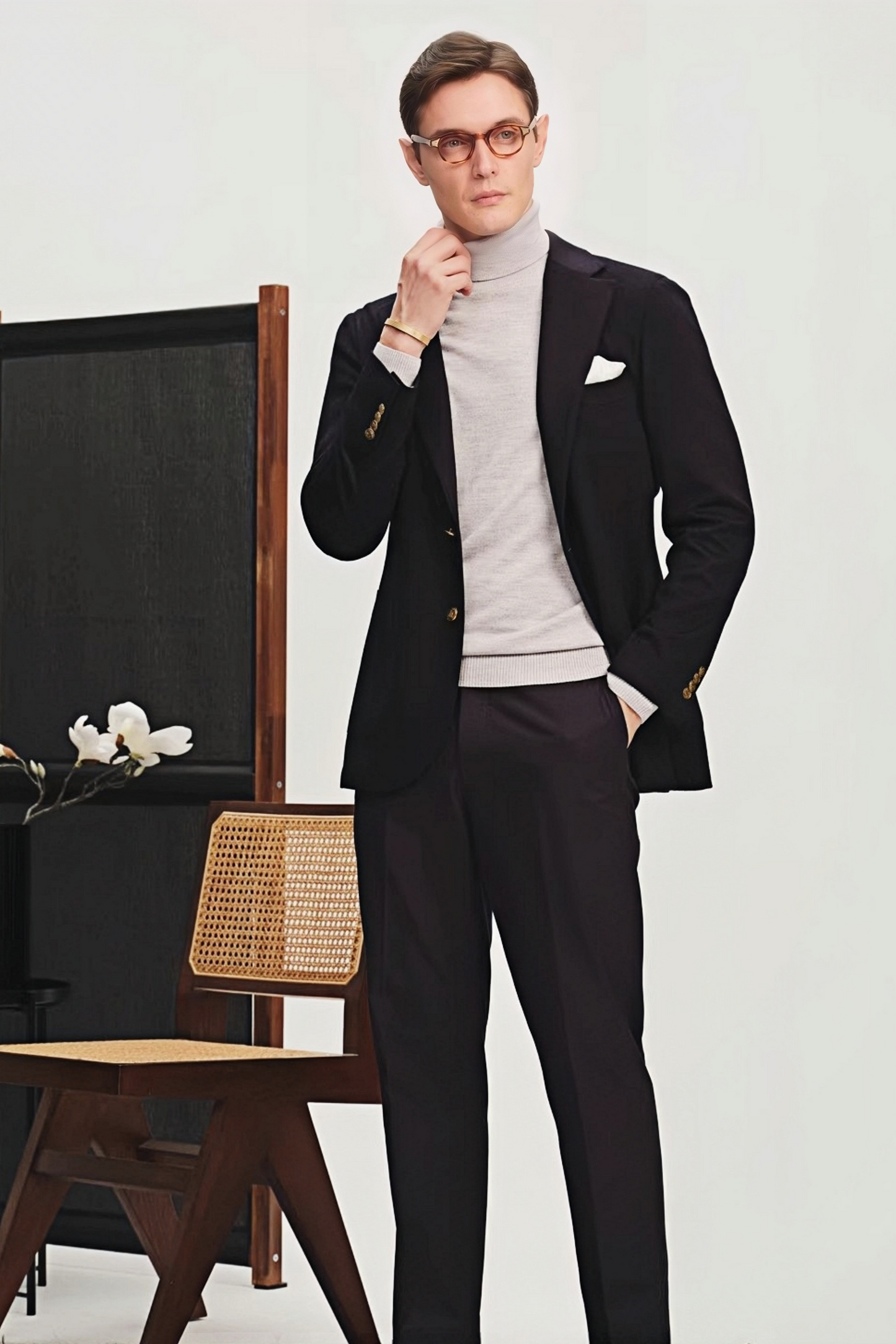 Theodore navy-blue cashmere blazer