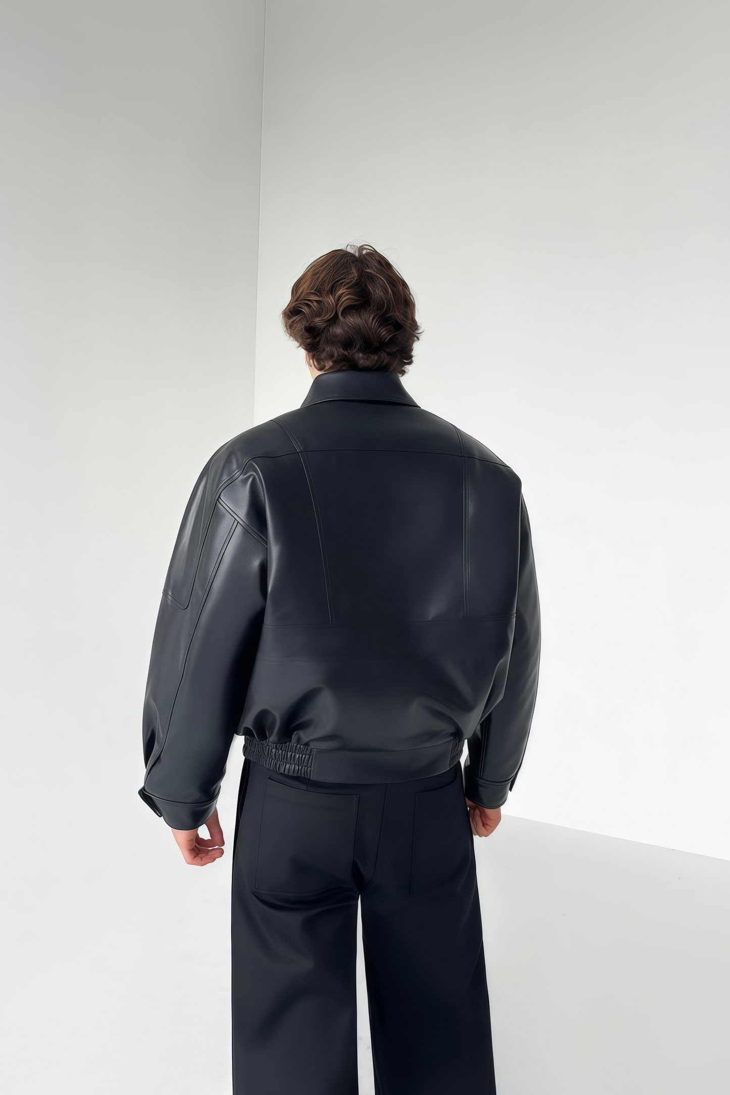 Blade black cropped leather jacket