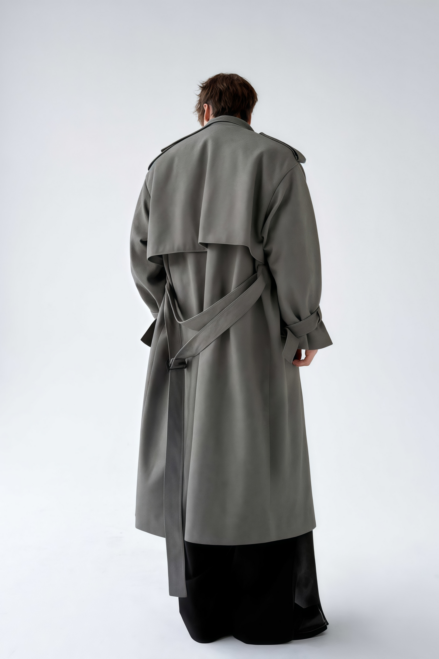Soren gray multi-way-scarf maxi coat