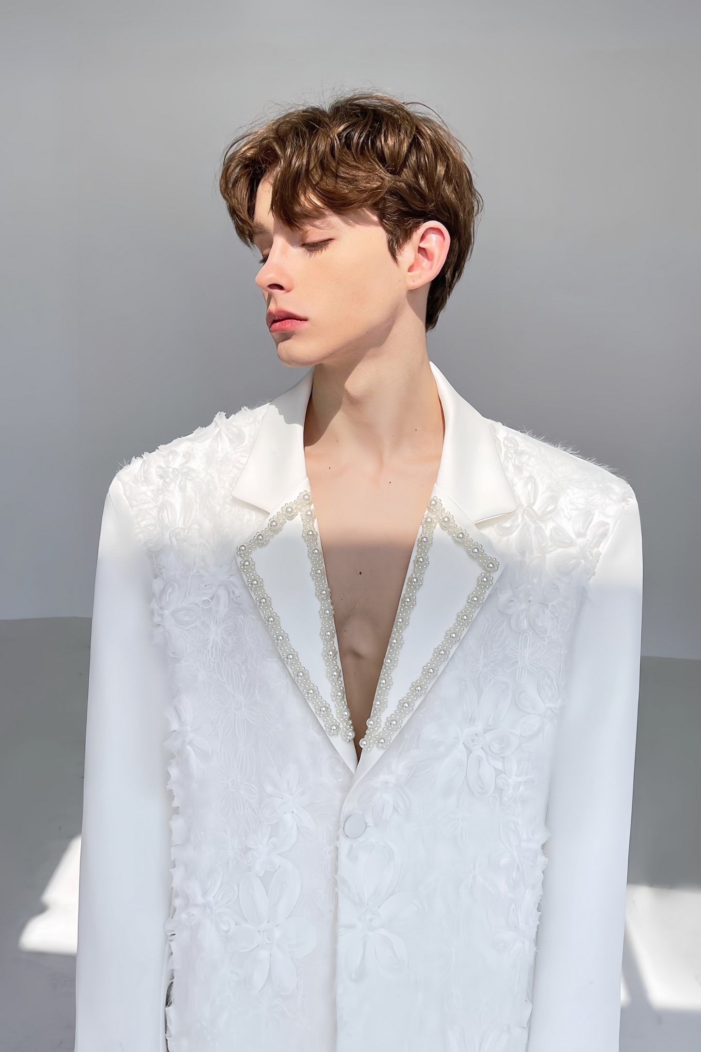 Otis white faux-pearln-embellishment blazer