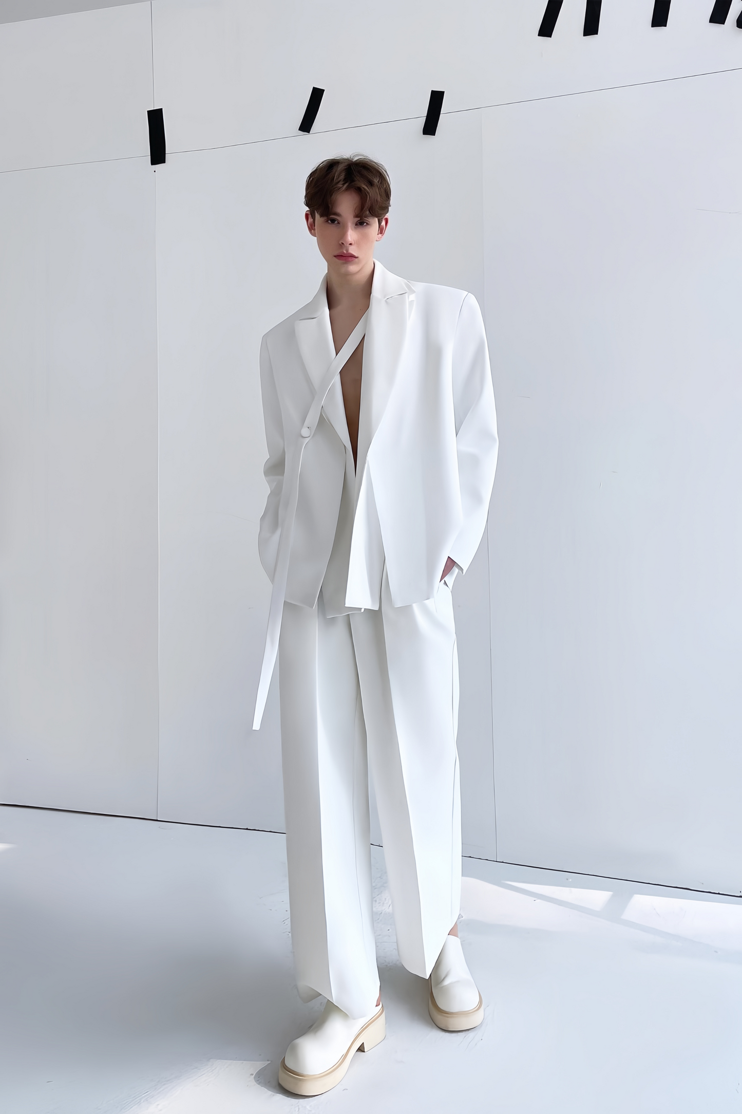 Elias White Self-tie Jacket